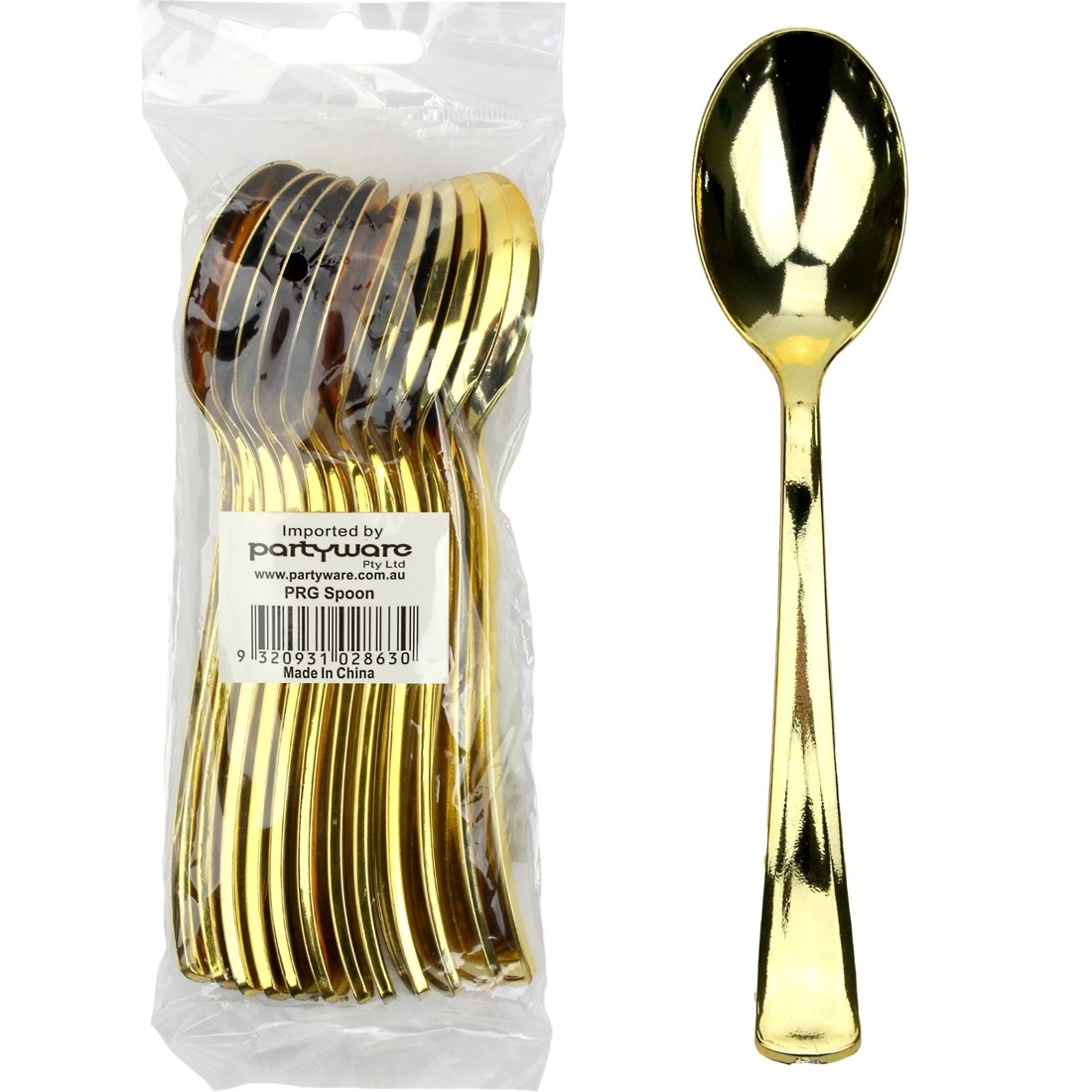 1 Partyware Gold Reusable Plastic Spoons (Pack of 12), 1 of 1