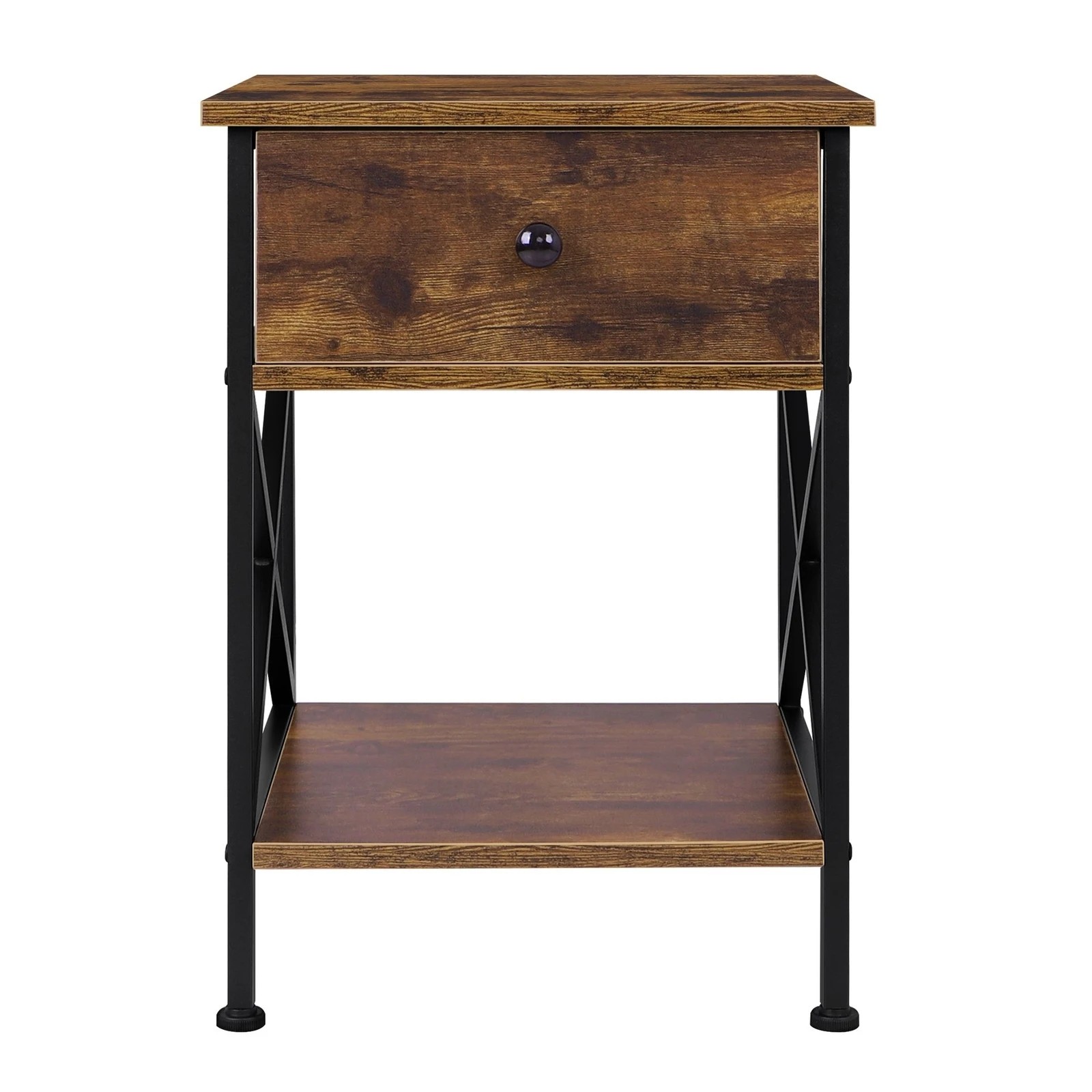 10 Alfordson 2x Bedside Table Retro Nightstand 1 Drawer - Dark Oak, 10 of 10