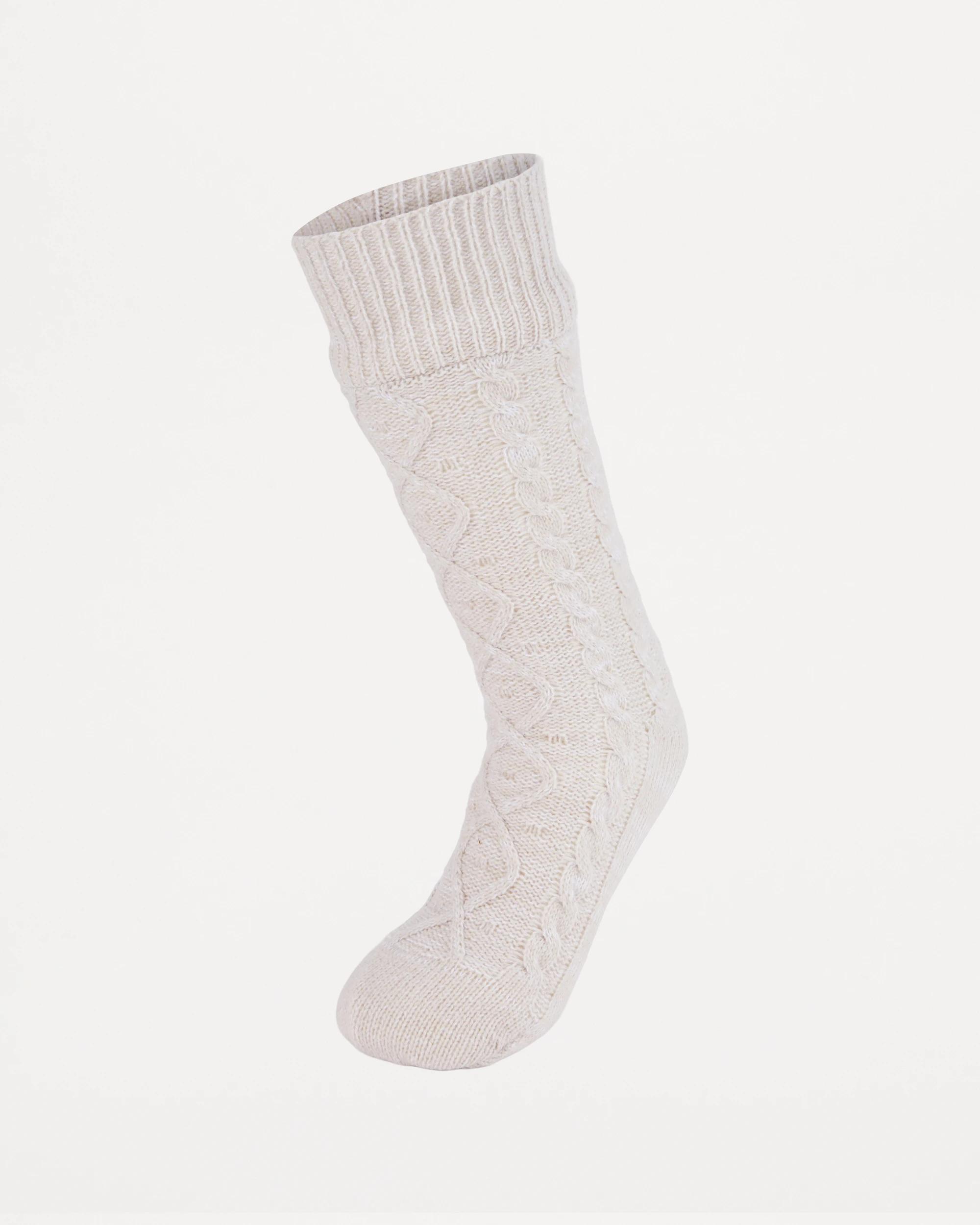 1 Cable Lounge Socks Marled Oat, 1 of 3