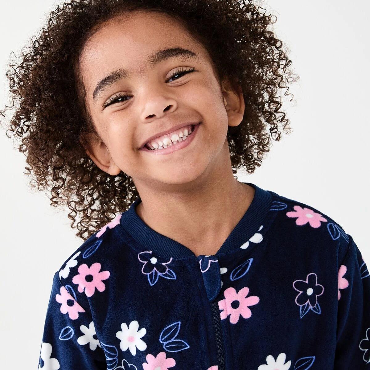 3 Fleece All-In-One Sleepsuit Nvy Flwr, 3 of 9