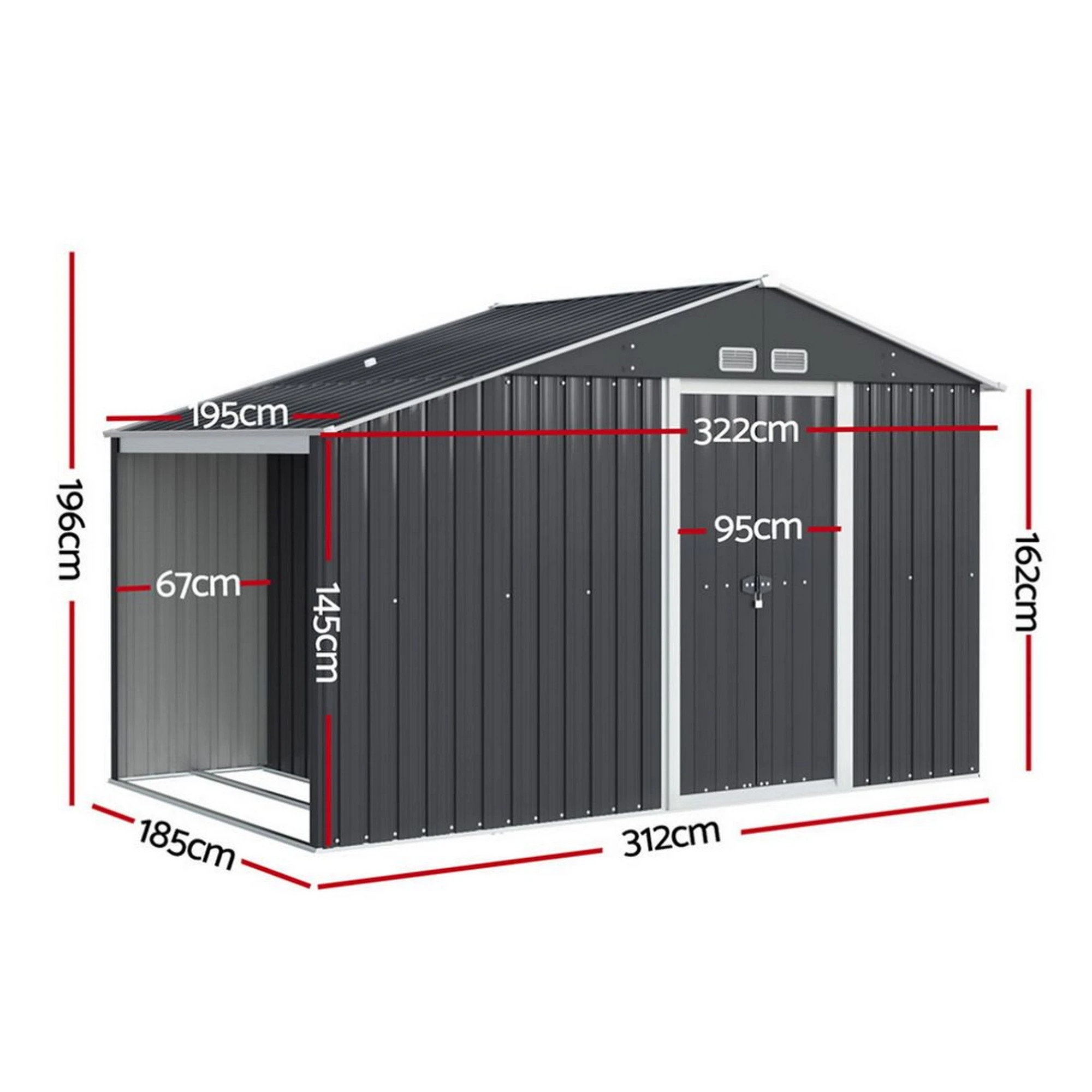 3 Giantz Garden Shed Outdoor Storage Tool Workshop House Shelter - Grey, 3 of 7