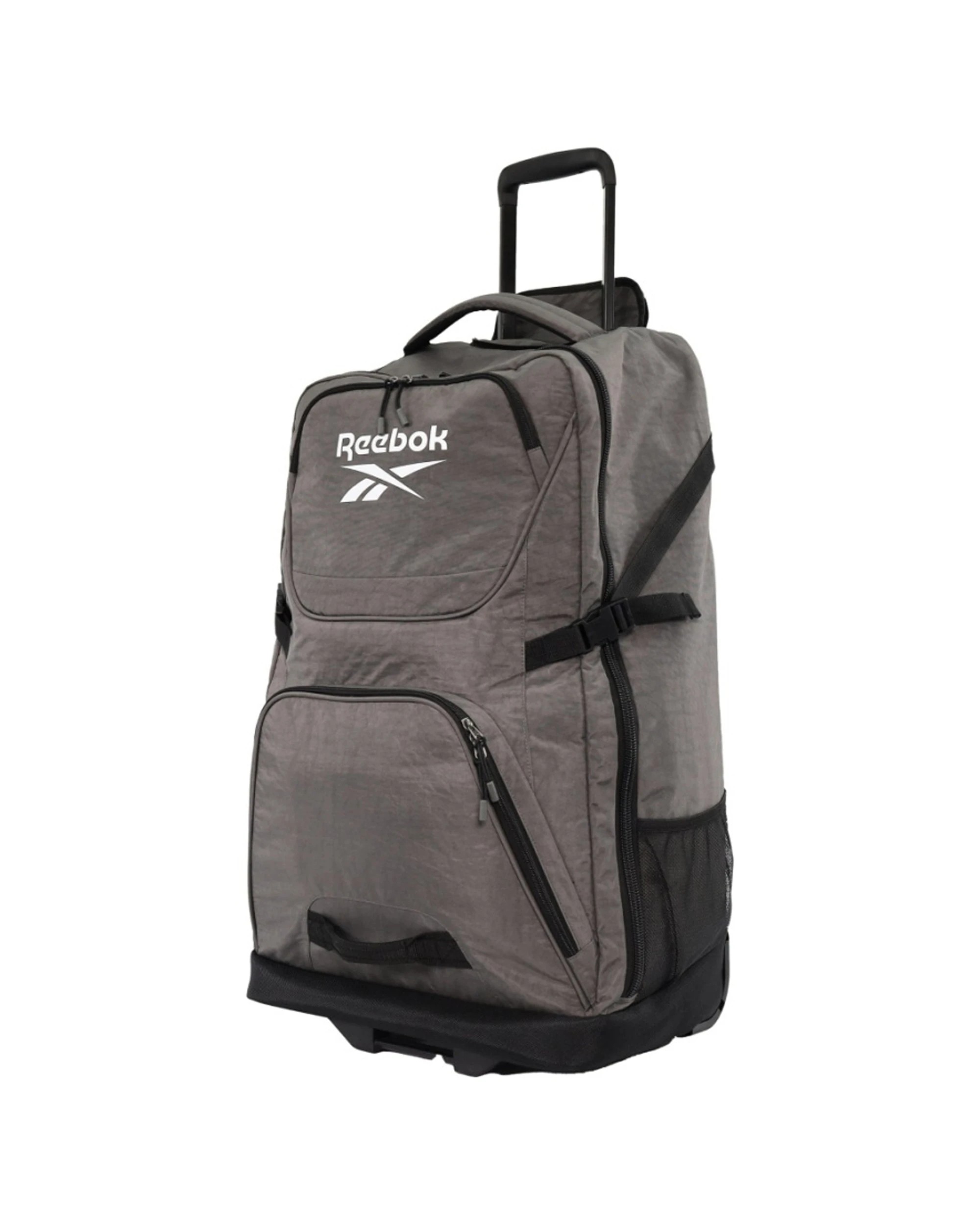 1 Reebok 87L Trekker Lightweight Crushed Nylon Trolley Bag Rolling Ball Bearing Wheels - Grey, 1 of 7