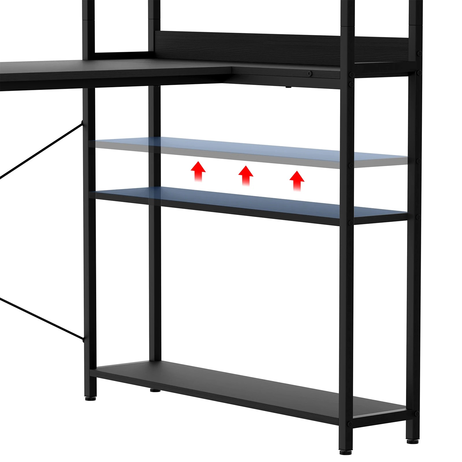 2 Advwin 110cm L Shaped Computer Desk With Reversible Storage Bookshelf Corner Desk Black, 2 of 8