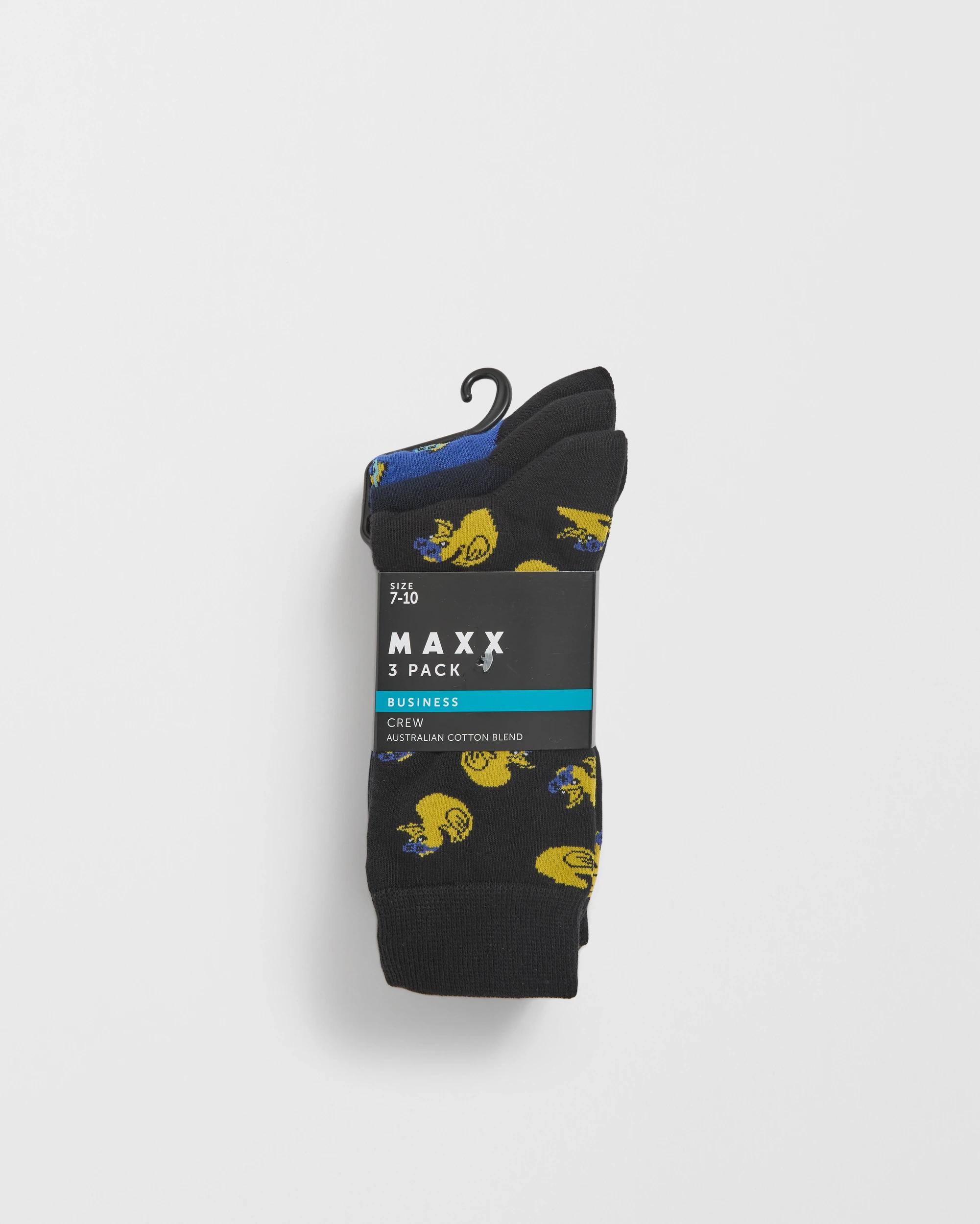 3 Maxx Australian Cotton Blend 3 Pack Business Crew Socks BLACK DUCK, 3 of 3