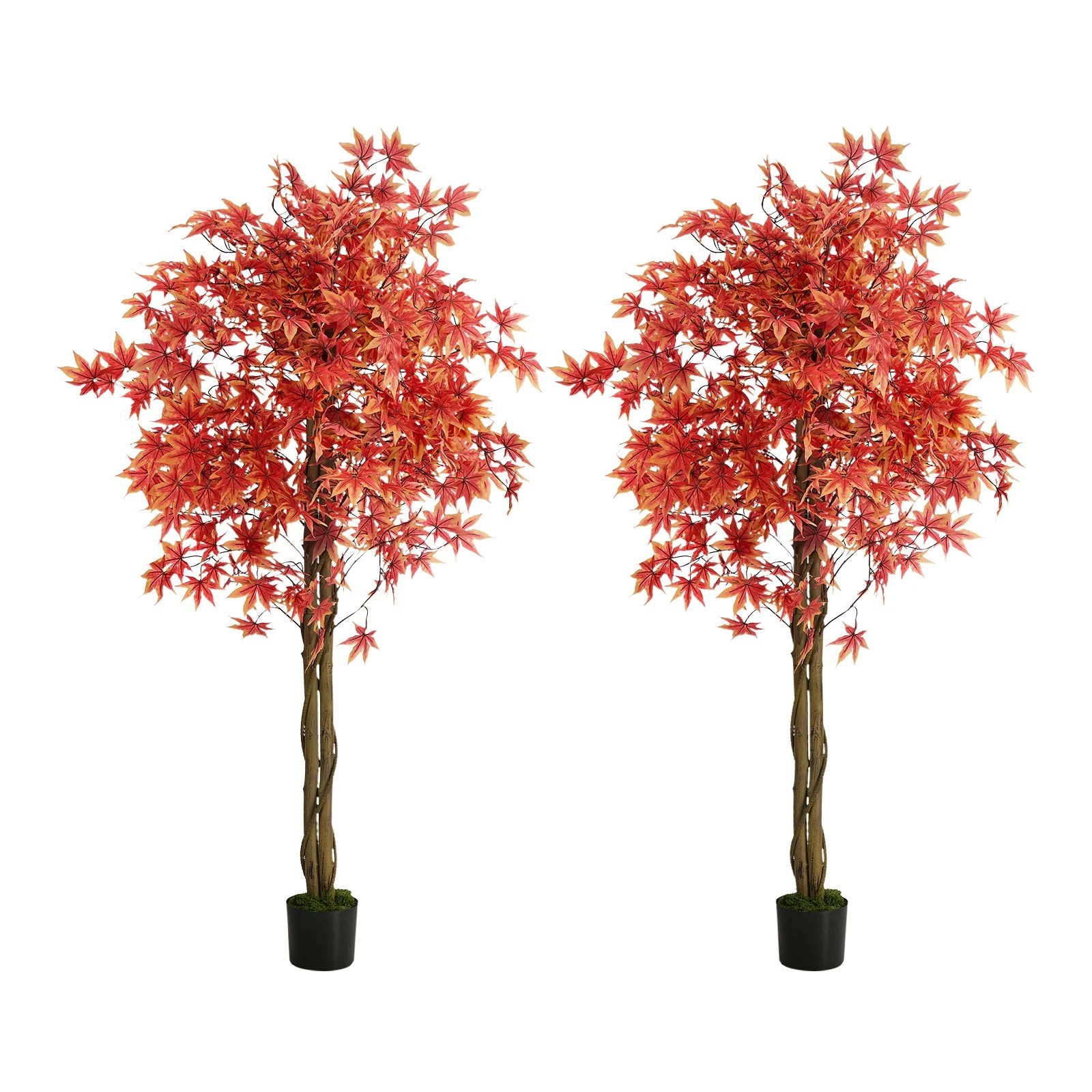 1 Livsip 2 Pack Artificial Red Maple Tree 180cm Potted Faux Plant Home Decor, 1 of 9