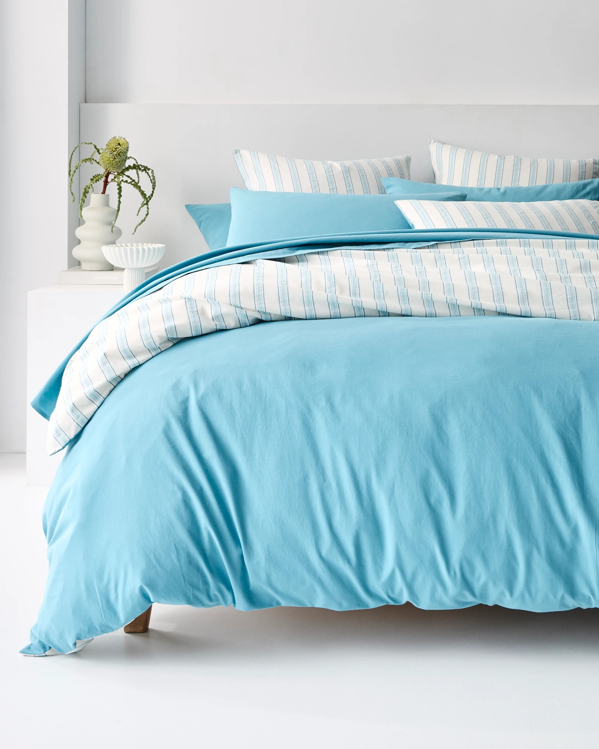 2 Arlo Cotton Stonewash Quilt Cover Set - Double Bed - Blue, 2 of 7
