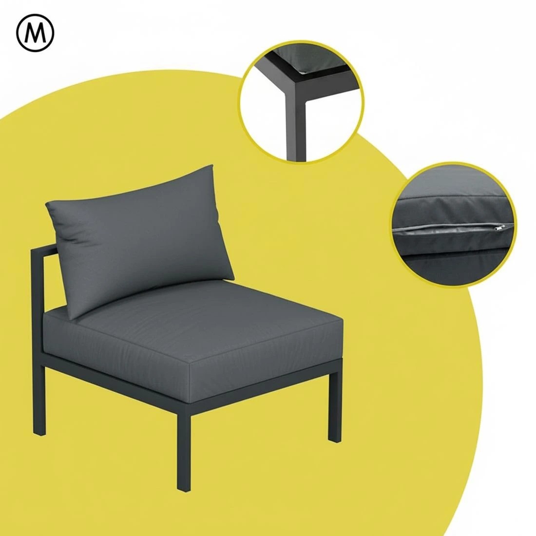 6 Gardeon 4 Seater Outdoor Sofa Set Aluminium Patio Furniture Setting 4PC - Charcoal, 6 of 6