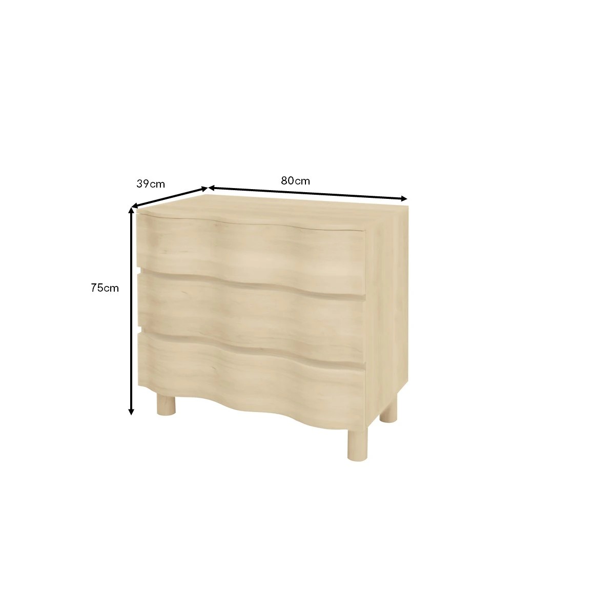 8 Ripple 3 Drawer Chest - Light Oak, 8 of 8