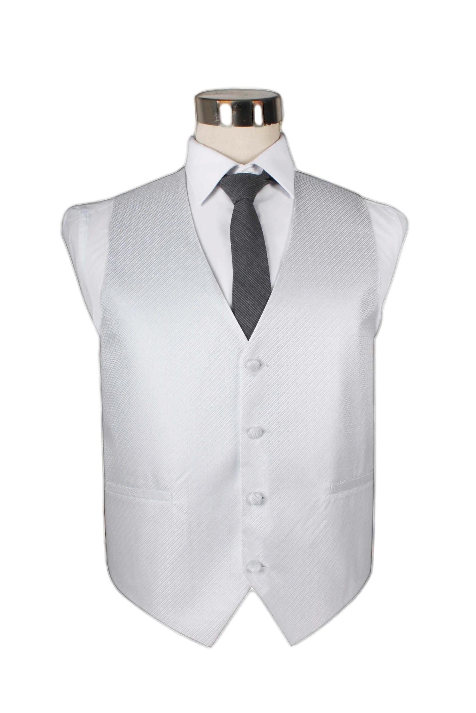 1 Zasel Mens Pin Striped Patterned Vest Waistcoat WHITE, 1 of 2