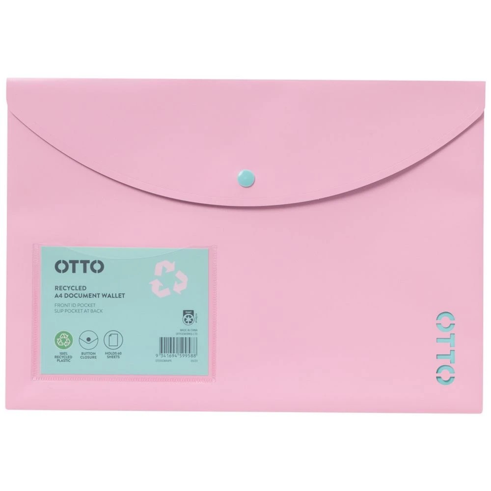 1 Otto A4 Document Wallet Pink, 1 of 3