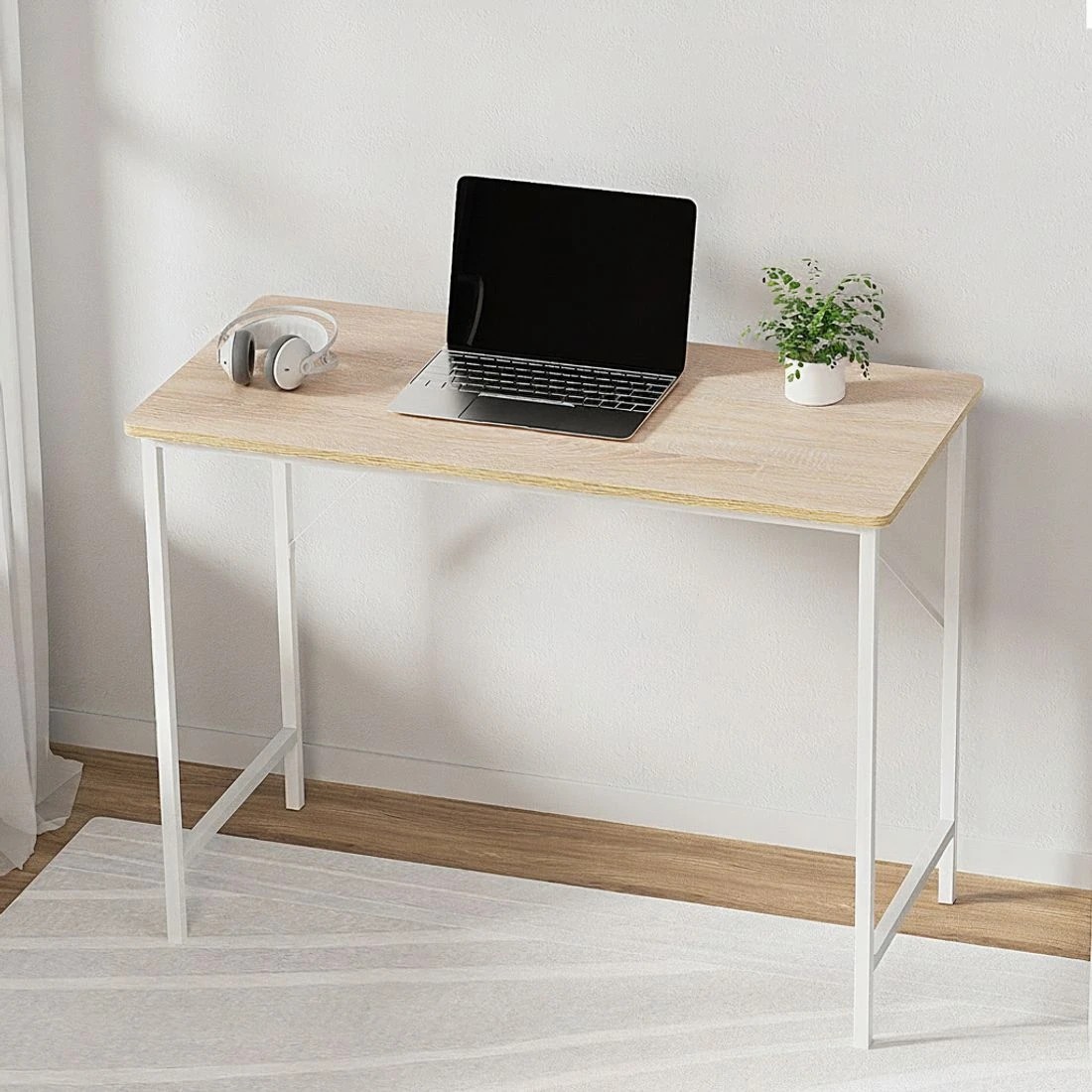 3 Artiss Computer Desk Oak 100CM - Brown, 3 of 7