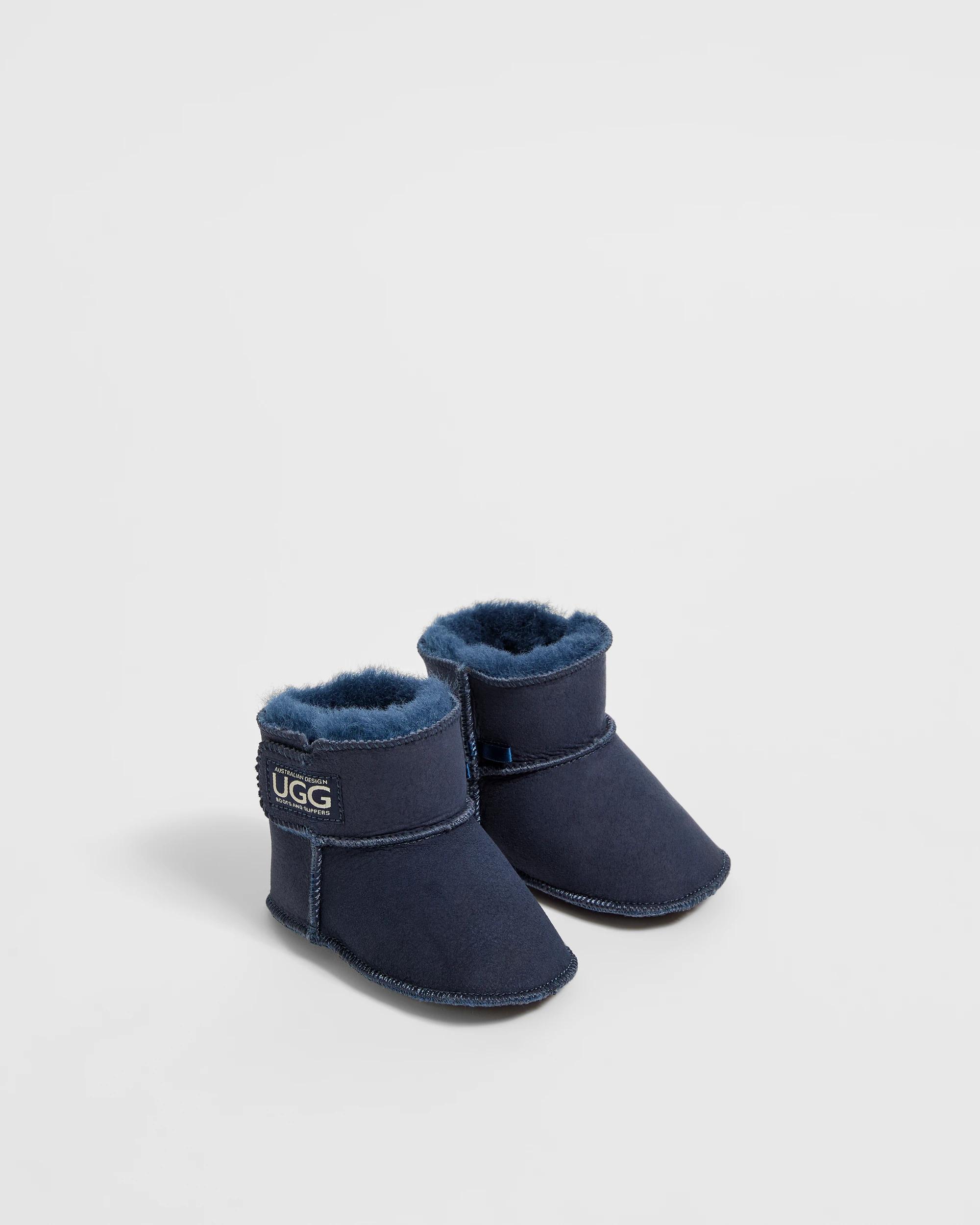 2 Australian Design Ugg Boots and Slippers Baby Australian Design Genuine Leather and Sheepskin Slipper Boot NAVY, 2 of 3