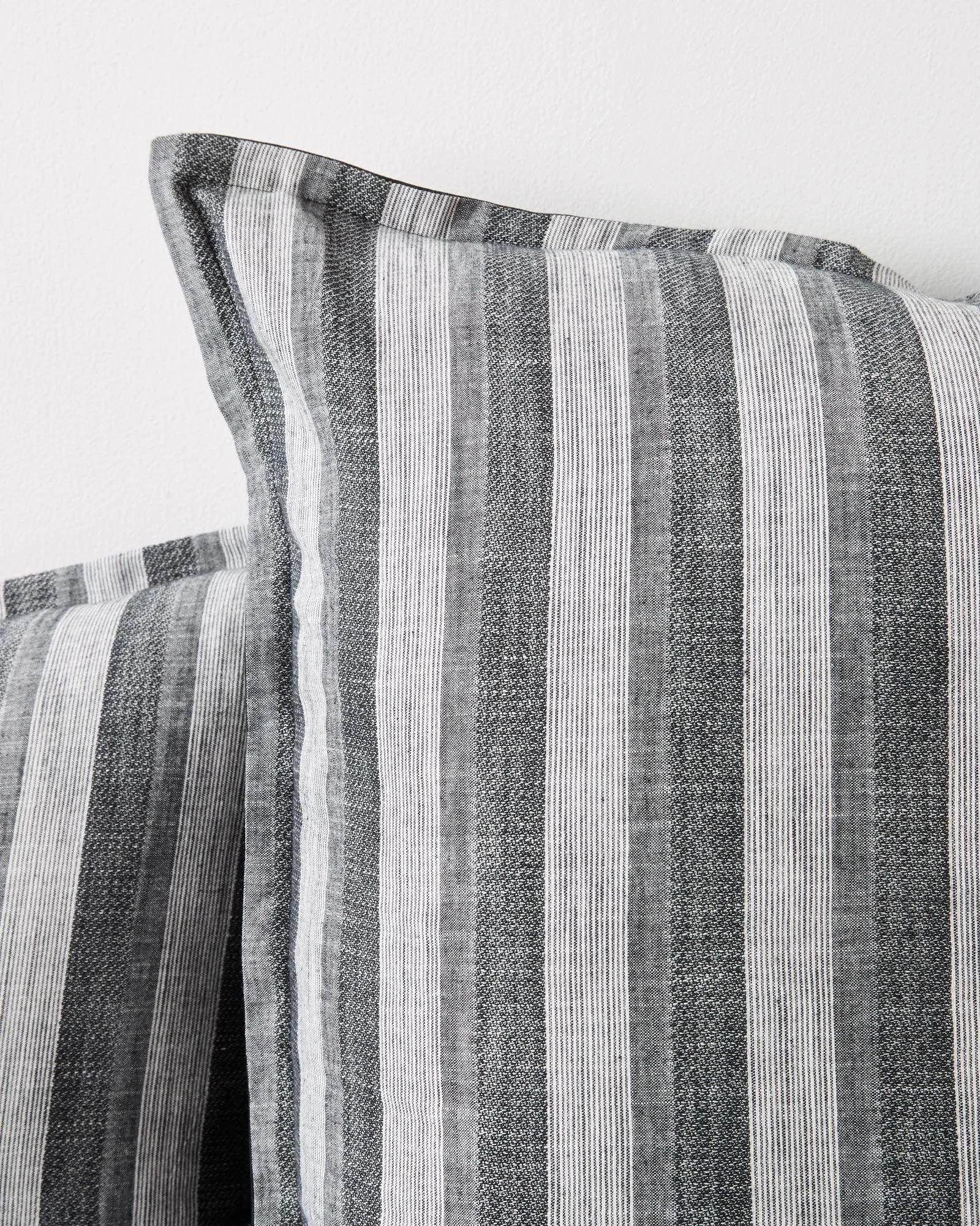 2 Target Cavill Slub Stripe Textured European Pillowcase - Queen Bed - Black, 2 of 2