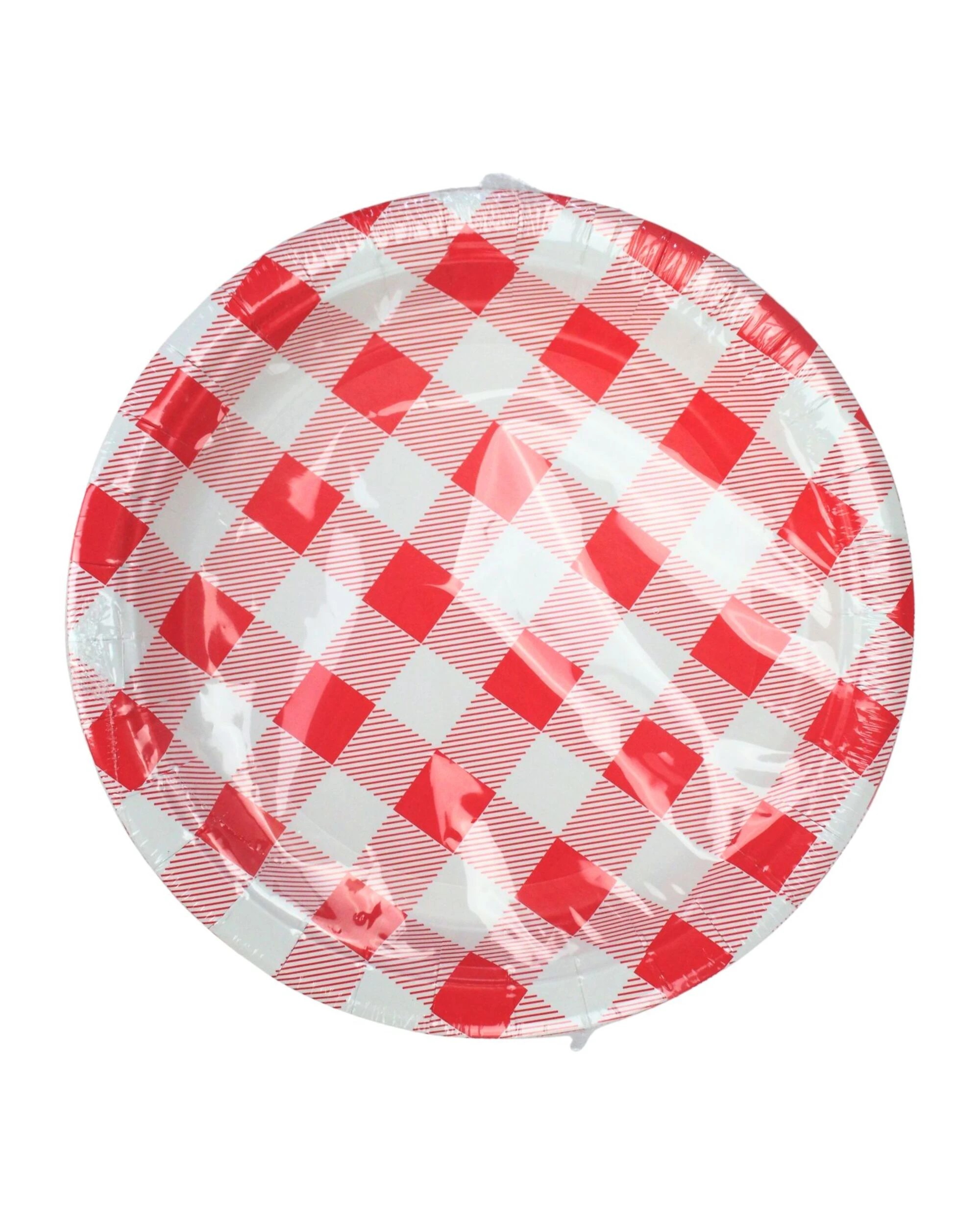 2 Party Maker Bright Gingham Small Paper Plates Pack of 20 - Red, 2 of 3