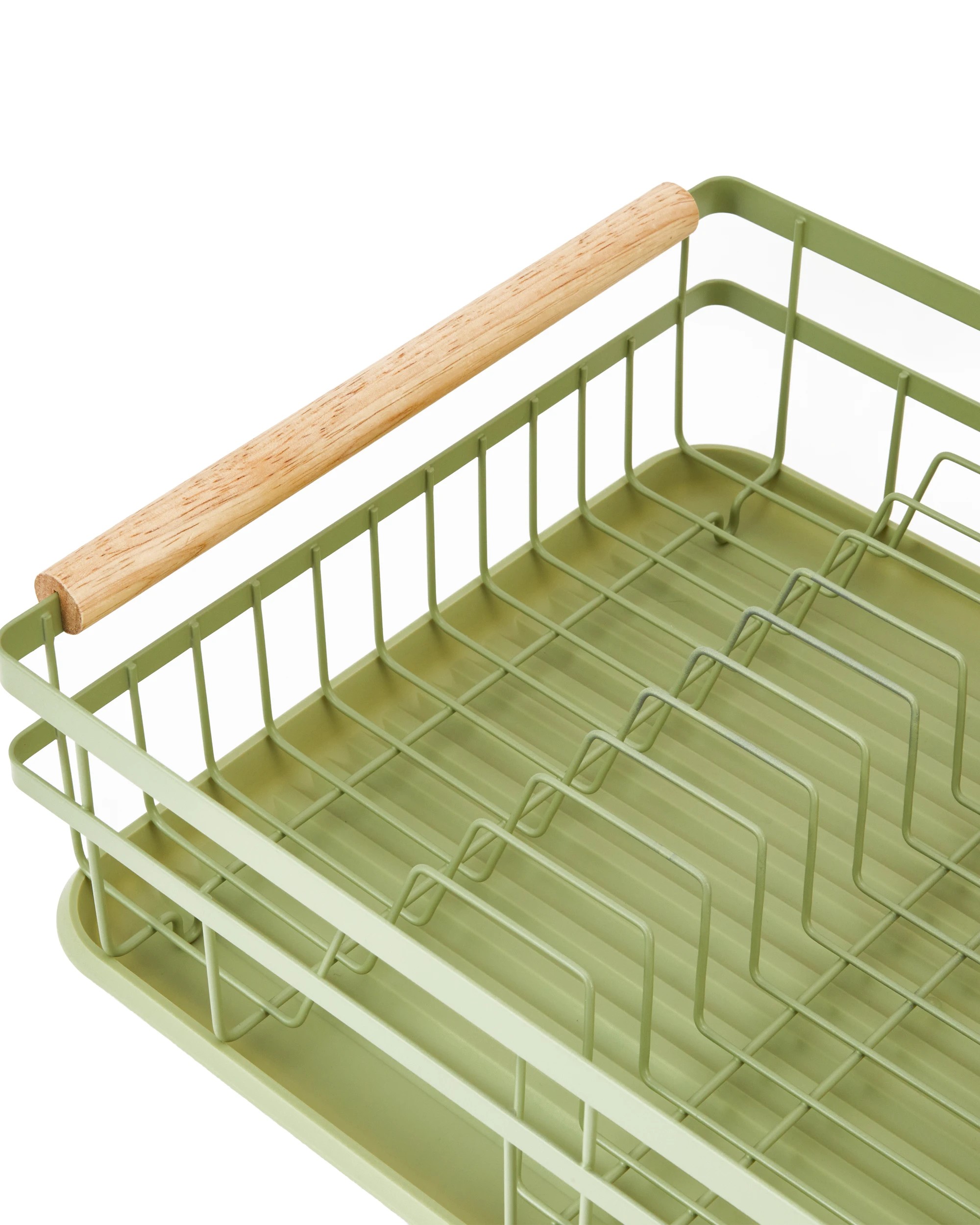 4 Green Wooden Handle Dish Rack, 4 of 6