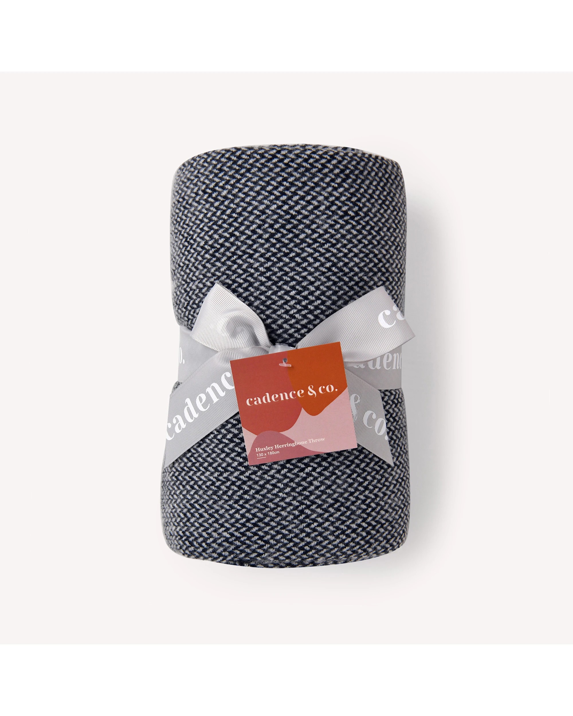 4 Cadence & Co. Huxley Herringbone Throw 130x180cm - Midnight, 4 of 4