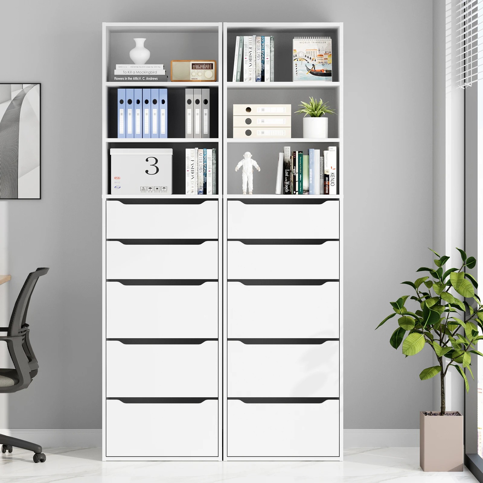 3 Alfordson Chest of 5 Drawers Office Storage Cabinet Tallboy Bedroom - White, 3 of 10