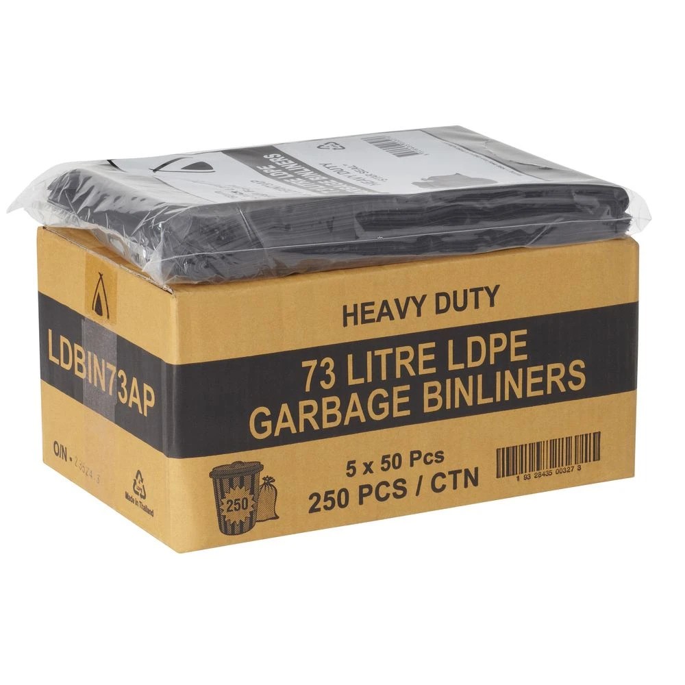 2 Tailored Packaging All Purpose Bin Liners 73L 250 Pack Black, 2 of 2