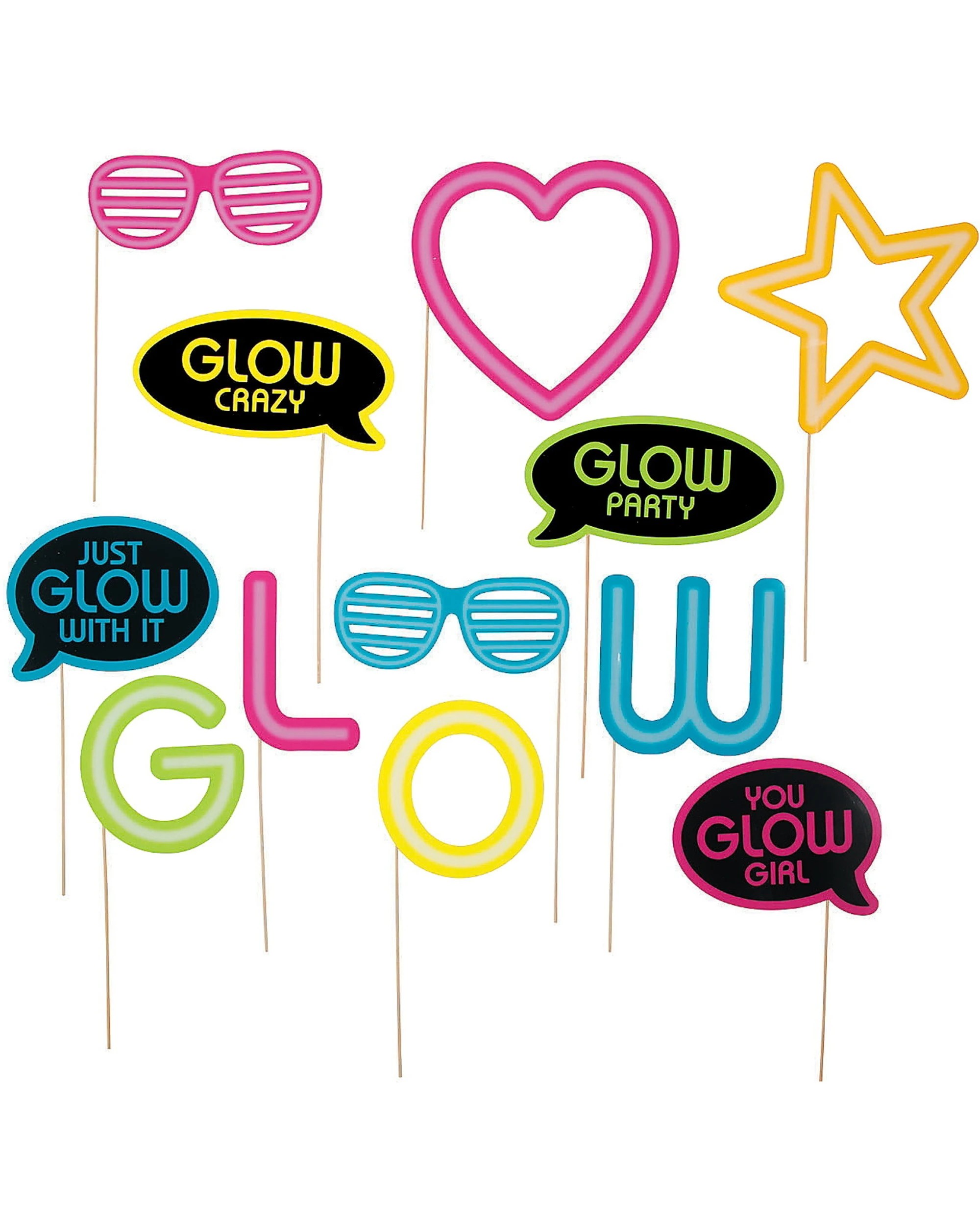 1 Oriental Trading Neon Glow Party Photo Props Pack of 12 - Multi, 1 of 1