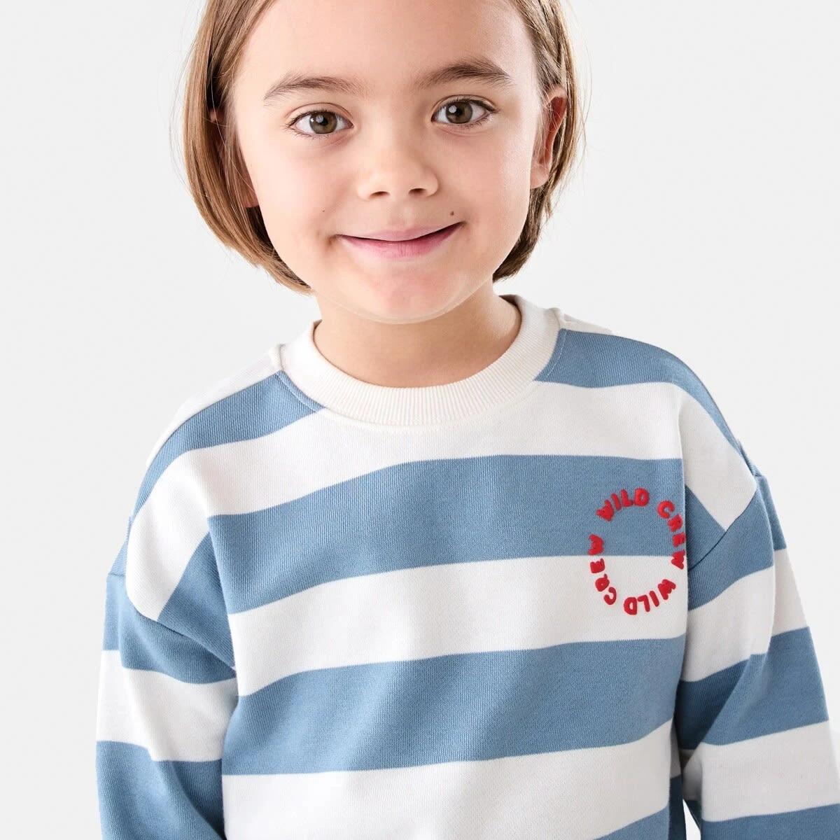 3 Stripe Oversized Crew Neck Sweatshirt Blu Stripe, 3 of 7