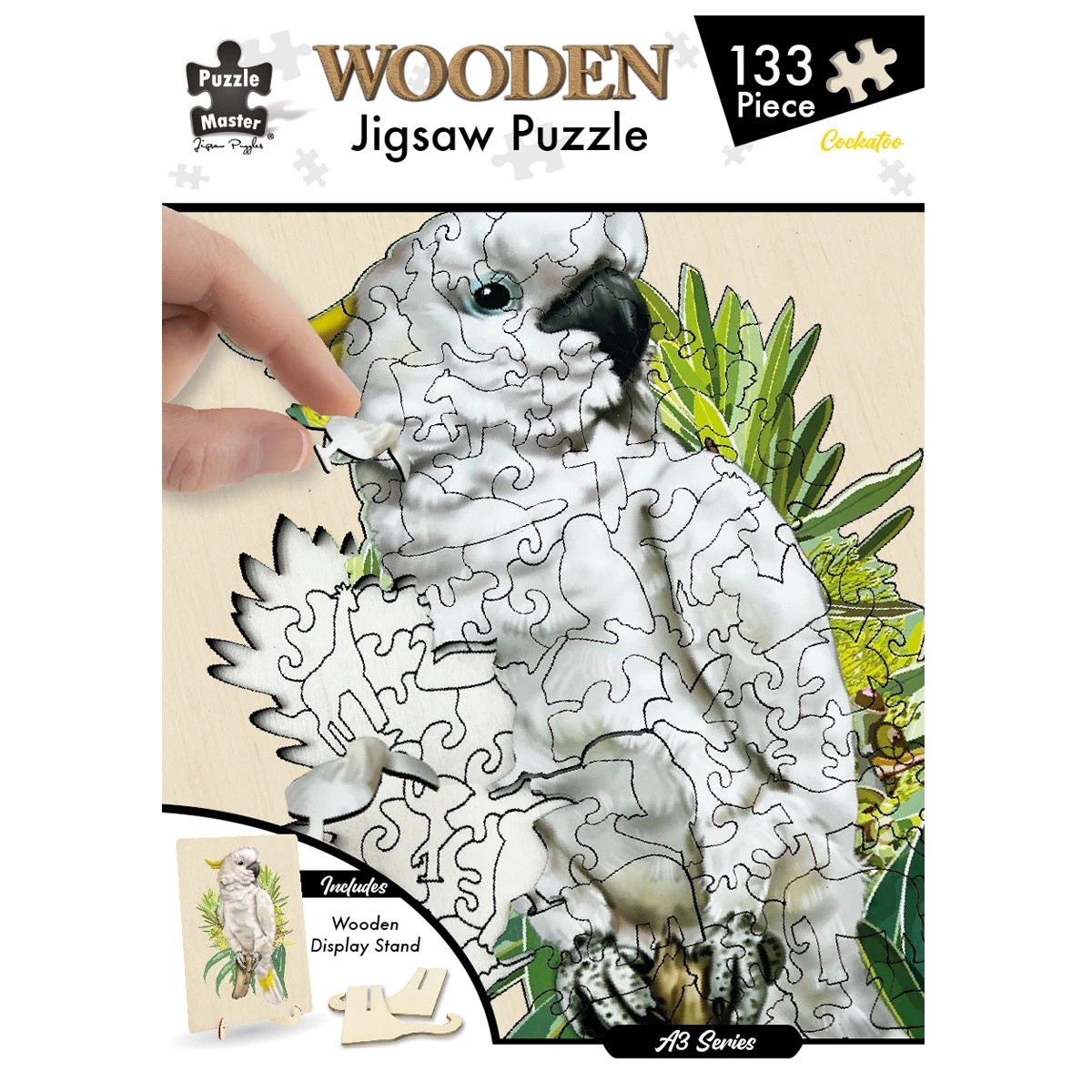 3 Puzzle Master 133 Piece Wooden Jigsaw Puzzle, Cockatoo (a3 Series), 3 of 4