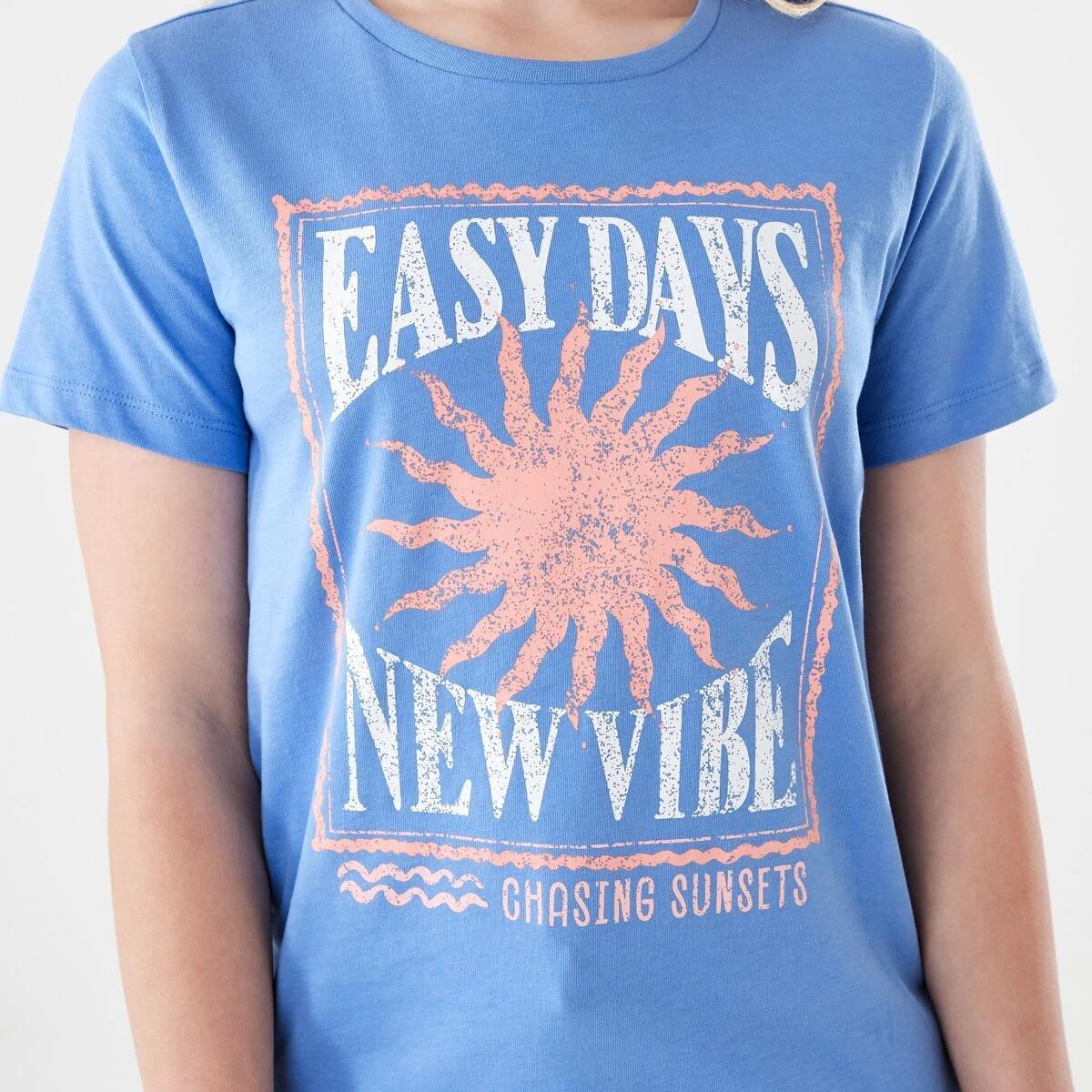 4 Short Sleeve Print T-shirt EASY DAYS NEW VIBE BLUE, 4 of 6