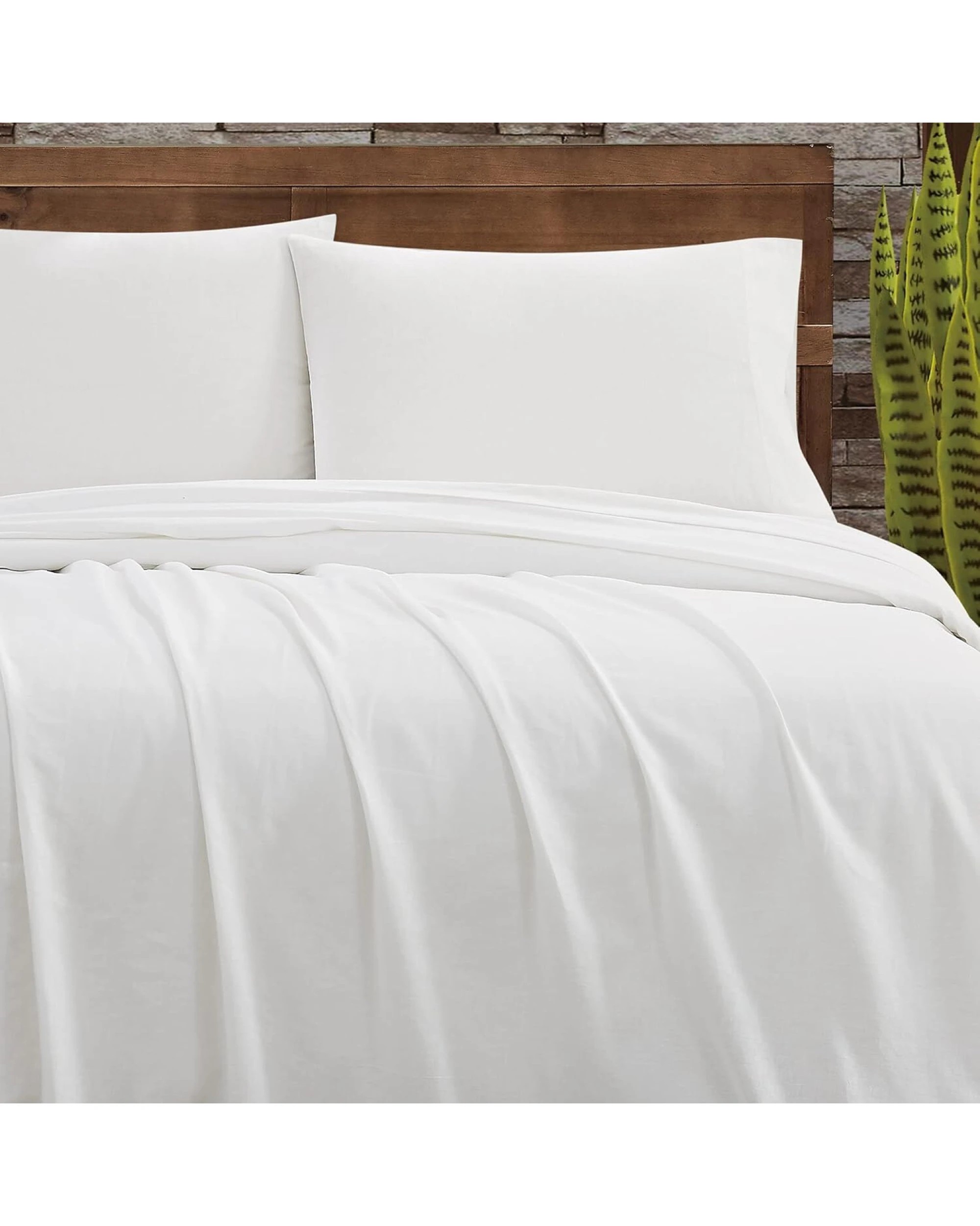 4 FRYE Cotton/Linen Blend 4-Piece Bed Sheet Set in White Full/Double Size, 4 of 4