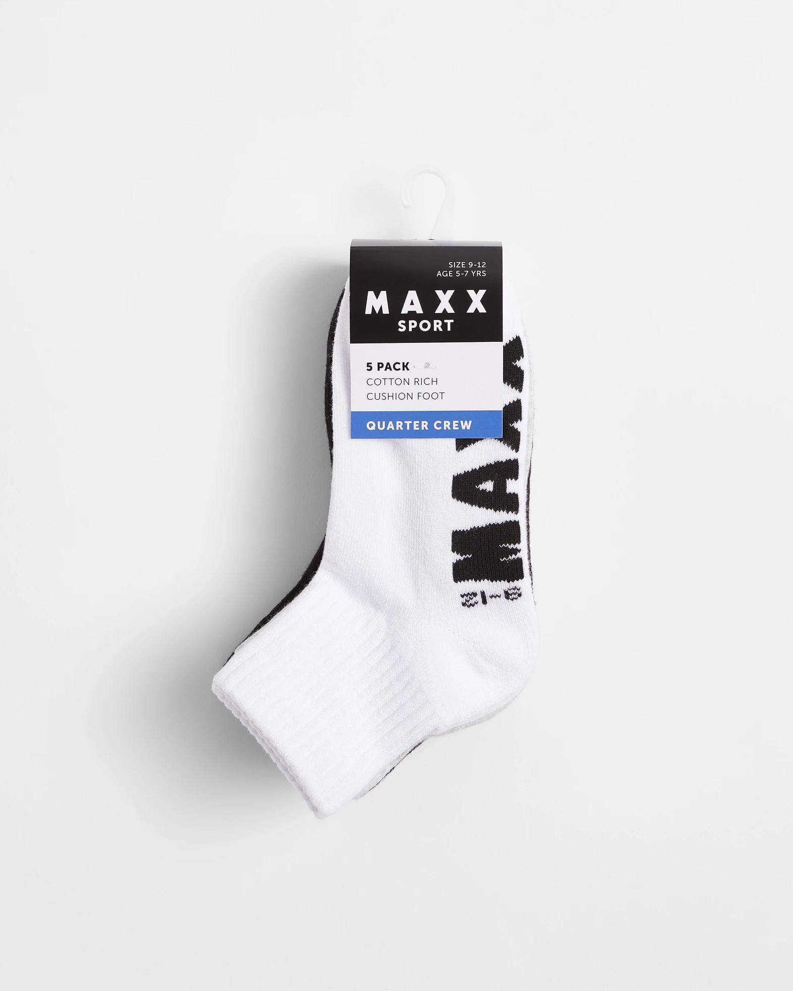 3 Sport Quarter Crew Socks 5 Pack - Maxx BLACK/WHITE/GREY, 3 of 3