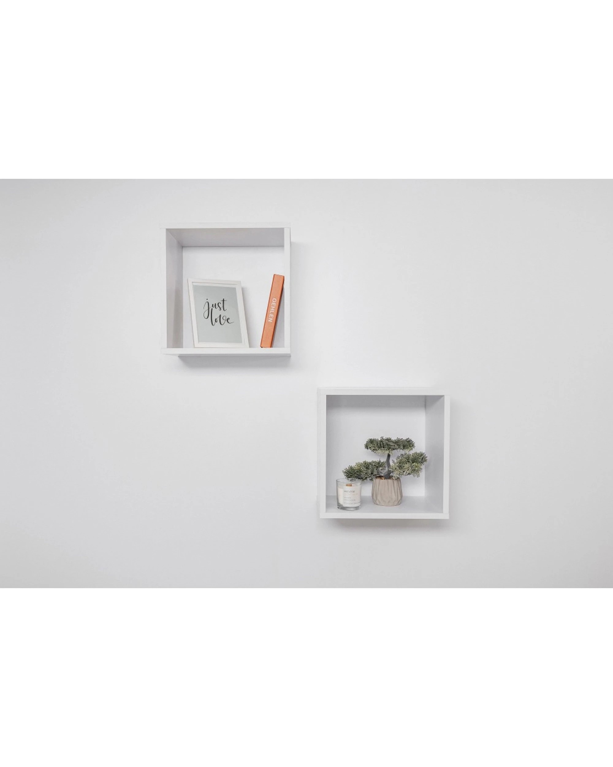 2 European Cabinetry 2pc Bergen Cube Display Shelf Set Swiss Krono Boards - White, 2 of 2