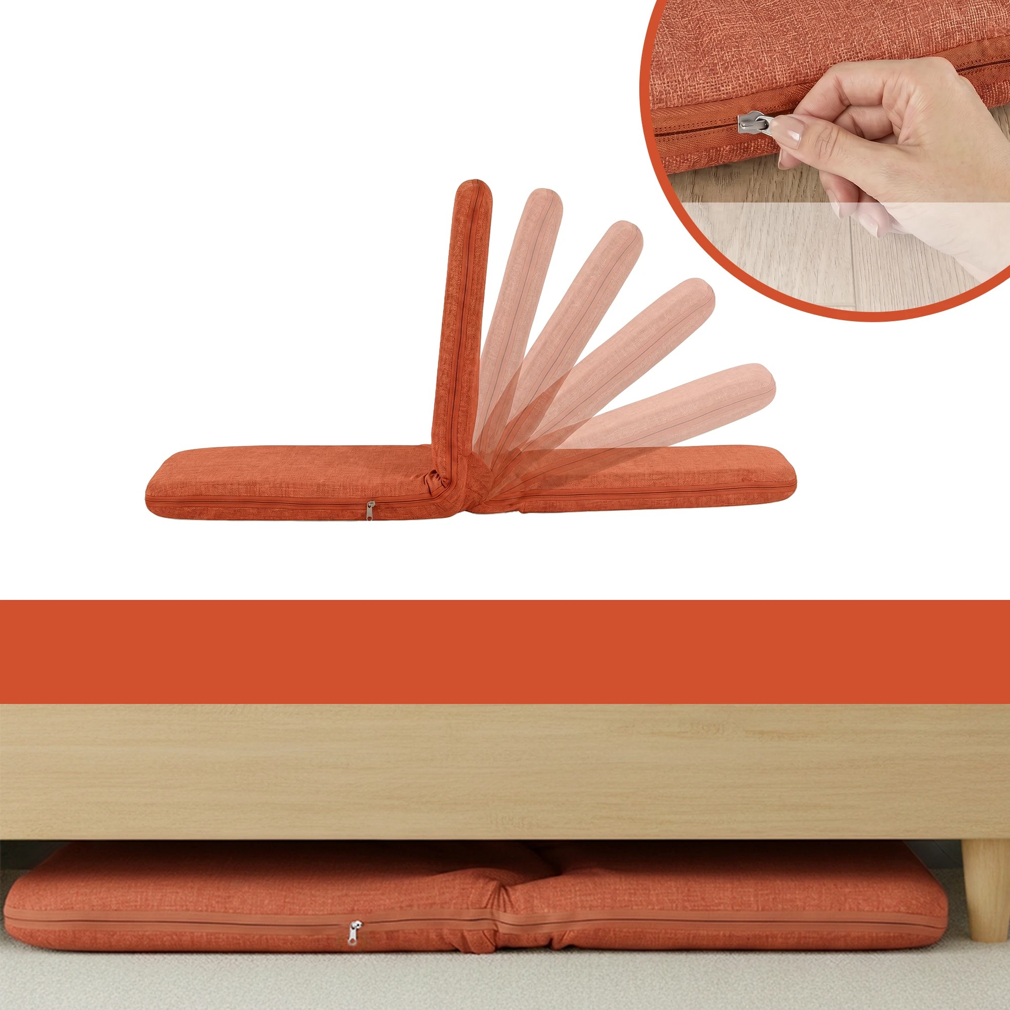 4 Artiss Floor Chair 5 Position Adjustable Lazy Sofa for Living Room Bedroom - Orange, 4 of 7