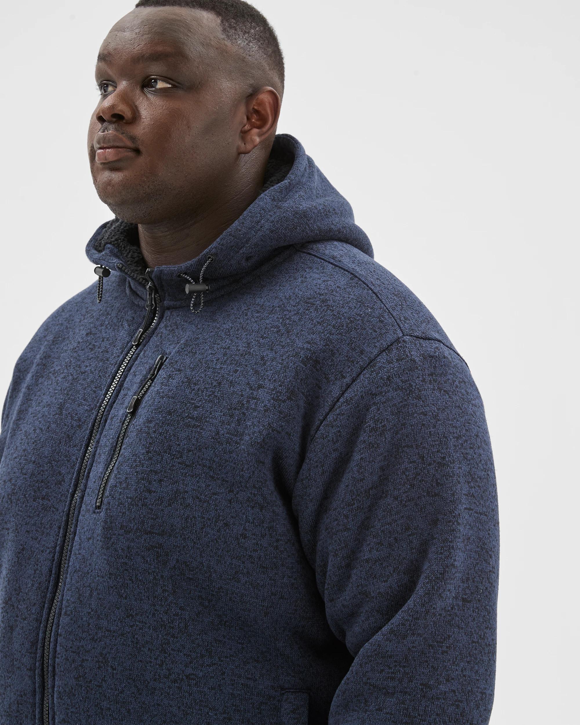 5 Target Man Plus Plus Size Teddy Zip Through Fleece Hooded Jumper NAVY, 5 of 7