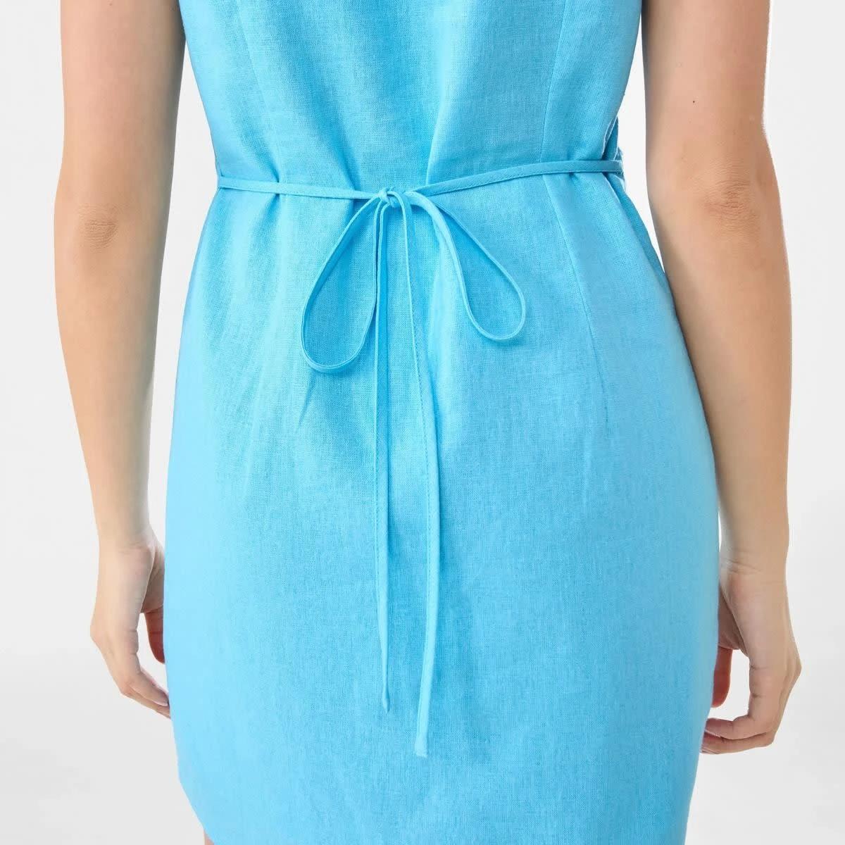 9 Sleeveless Boat Neck Linen Blend Mini Dress BLUE TOPAZ, 9 of 9