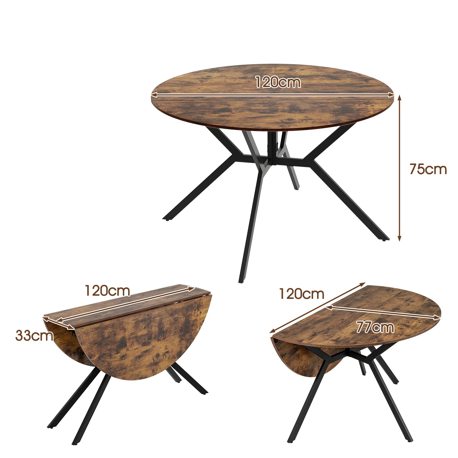 4 Costway Folding Dining Table Extendable Round Kitchen Coffee Table, 4 of 4