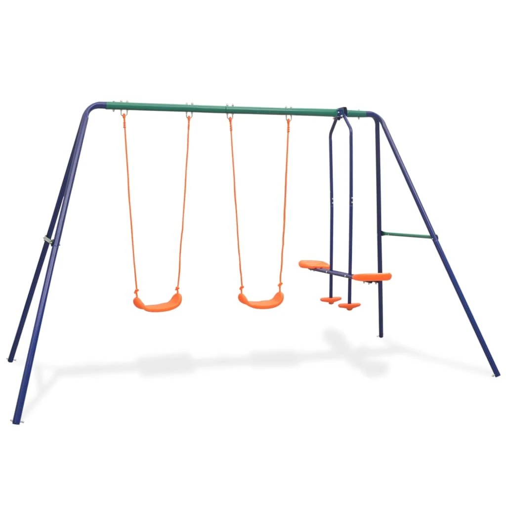 1 Vidaxl Swing Set With 4 Seats - Orange, 1 of 9