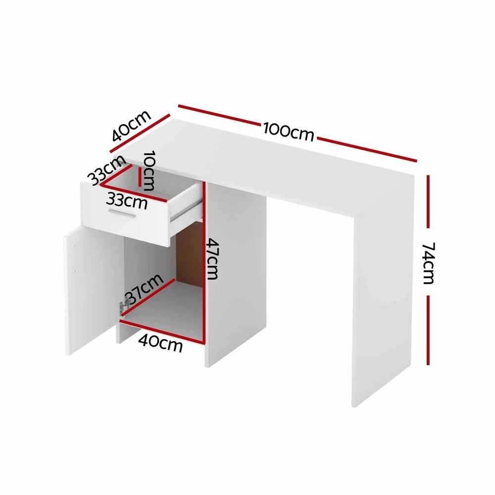 2 Artiss Computer Desk Drawer Cabinet  100CM - White, 2 of 6