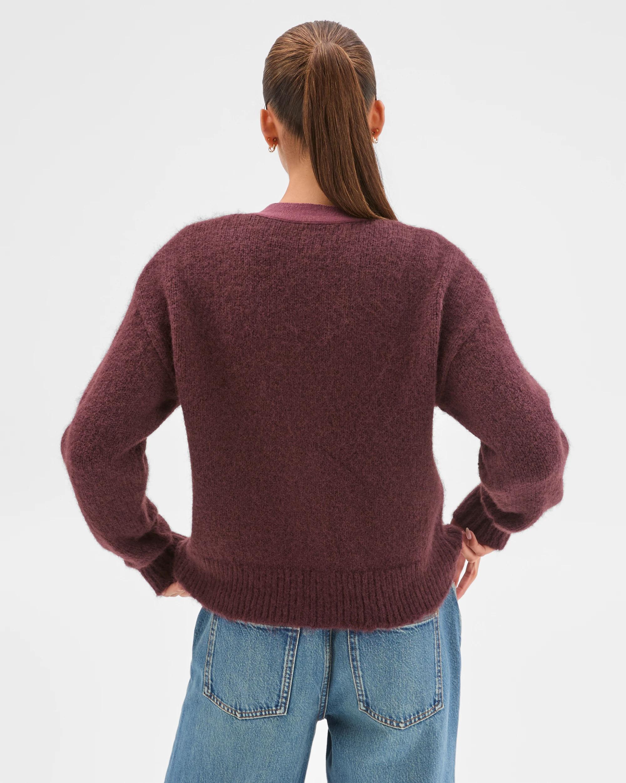 4 Lily Loves Contrast Bind Cardigan FUDGE, 4 of 8