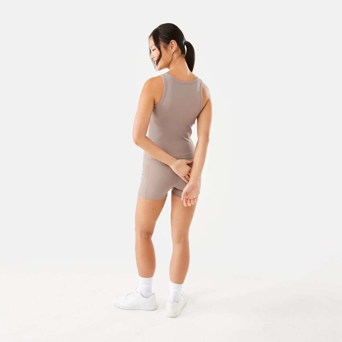 4 Active Womens Rib Support Tank Taupe Tawn, 4 of 6