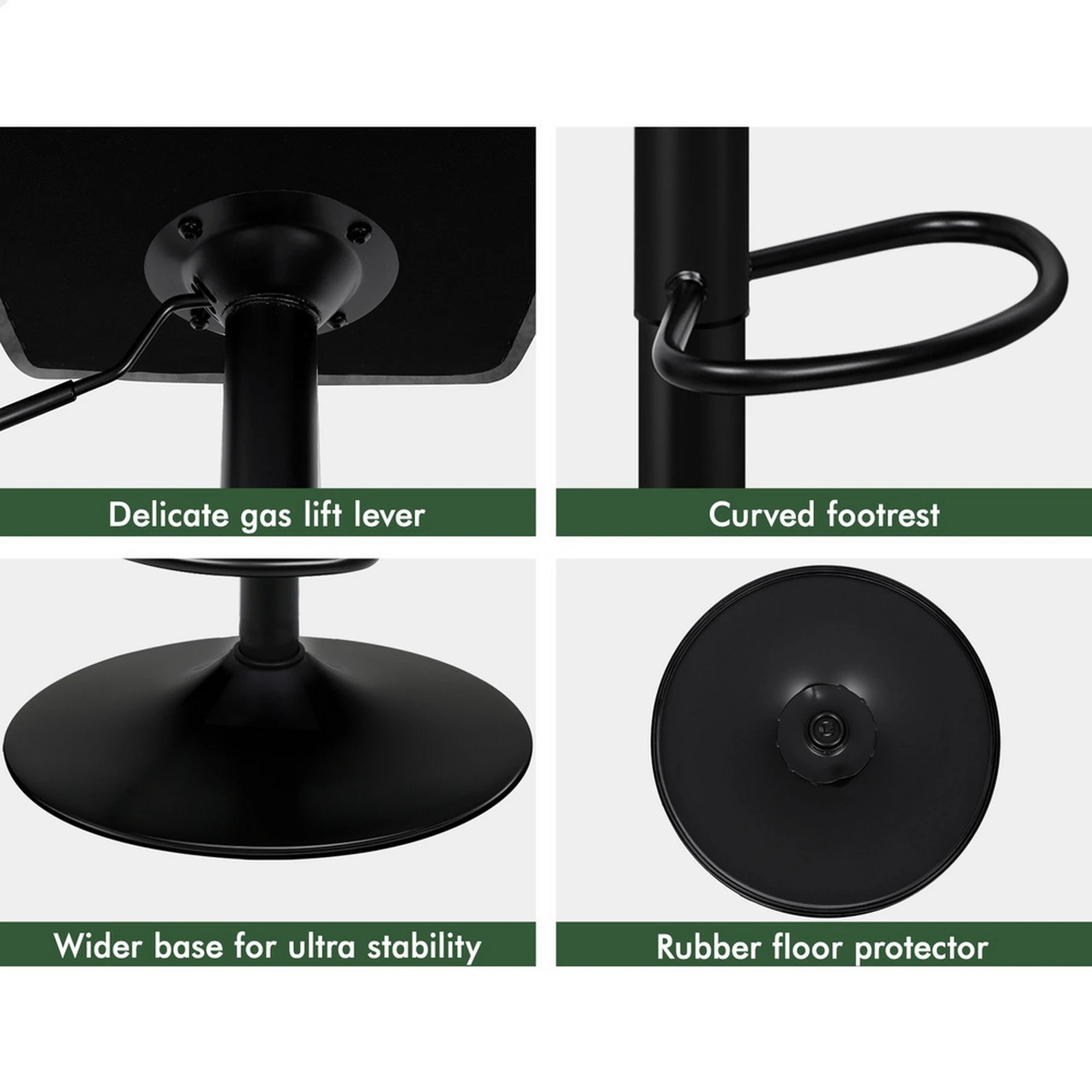 7 Alfordson 2x Bar Stools Remy Kitchen Gas Lift Swivel Chair Vintage Leather - Grey, 7 of 8