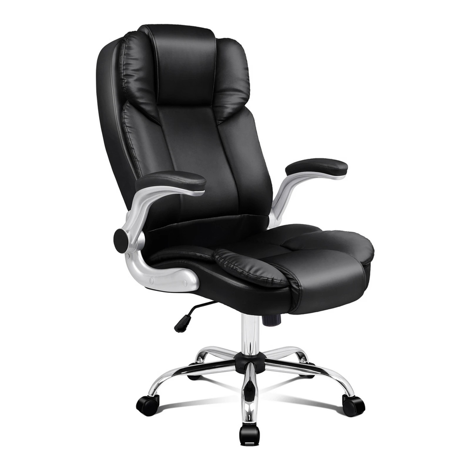 1 Alfordson Office Chair Executive Computer Gaming Racer PU Leather Work Seat - Black, 1 of 10