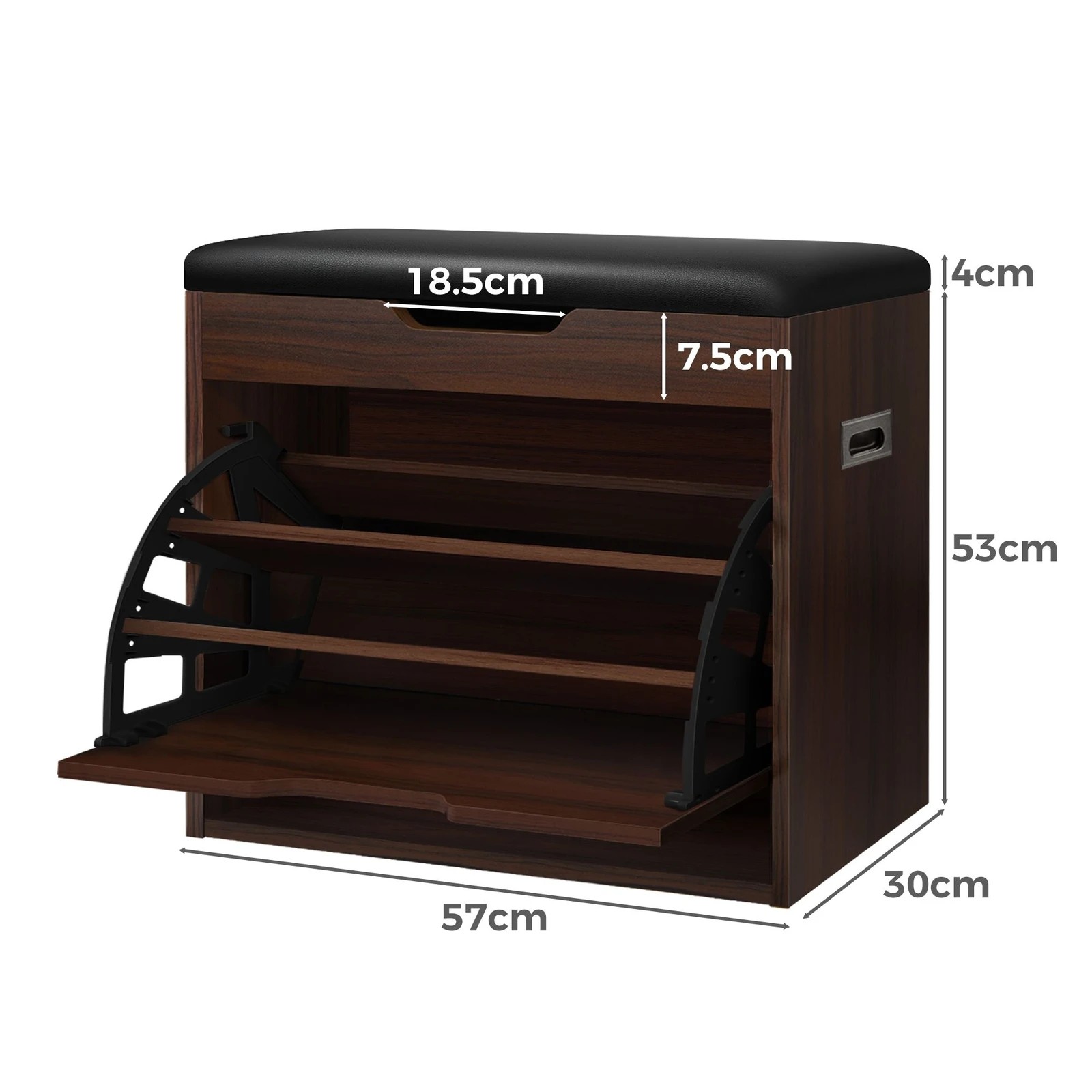 9 Alfordson Shoe Cabinet Bench Storage Rack Organiser Shelf 12 Pairs - Walnut, 9 of 10