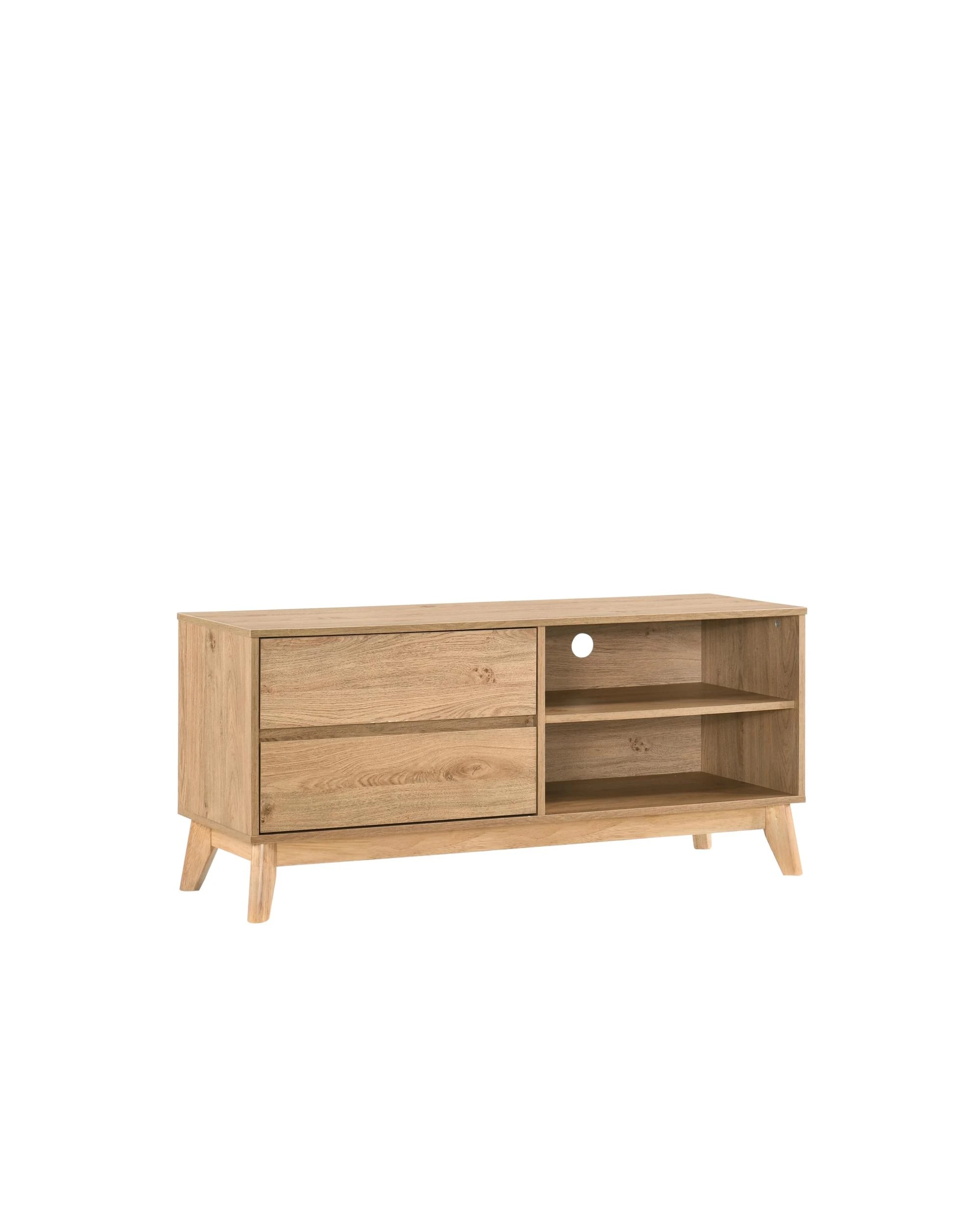 1 Kodu TV Entertainment Unit TV Stand 120cm 2 Drawers Oak - Natural, 1 of 7