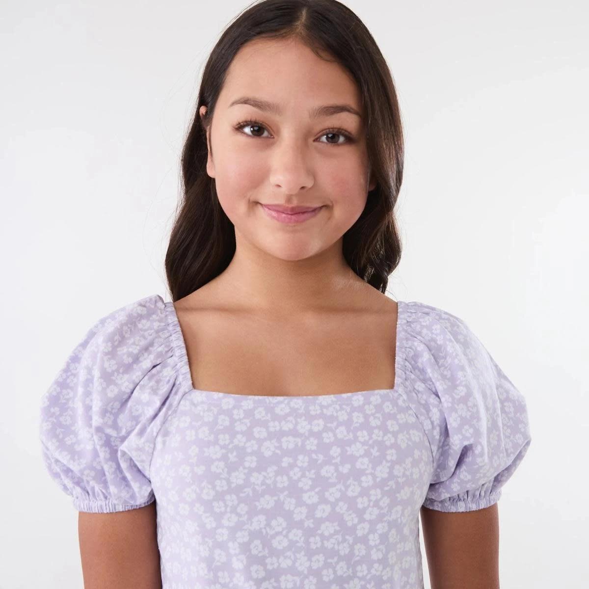 3 Puff Sleeve Dress BLOSSOM FIELD PASTEL LILAC, 3 of 5