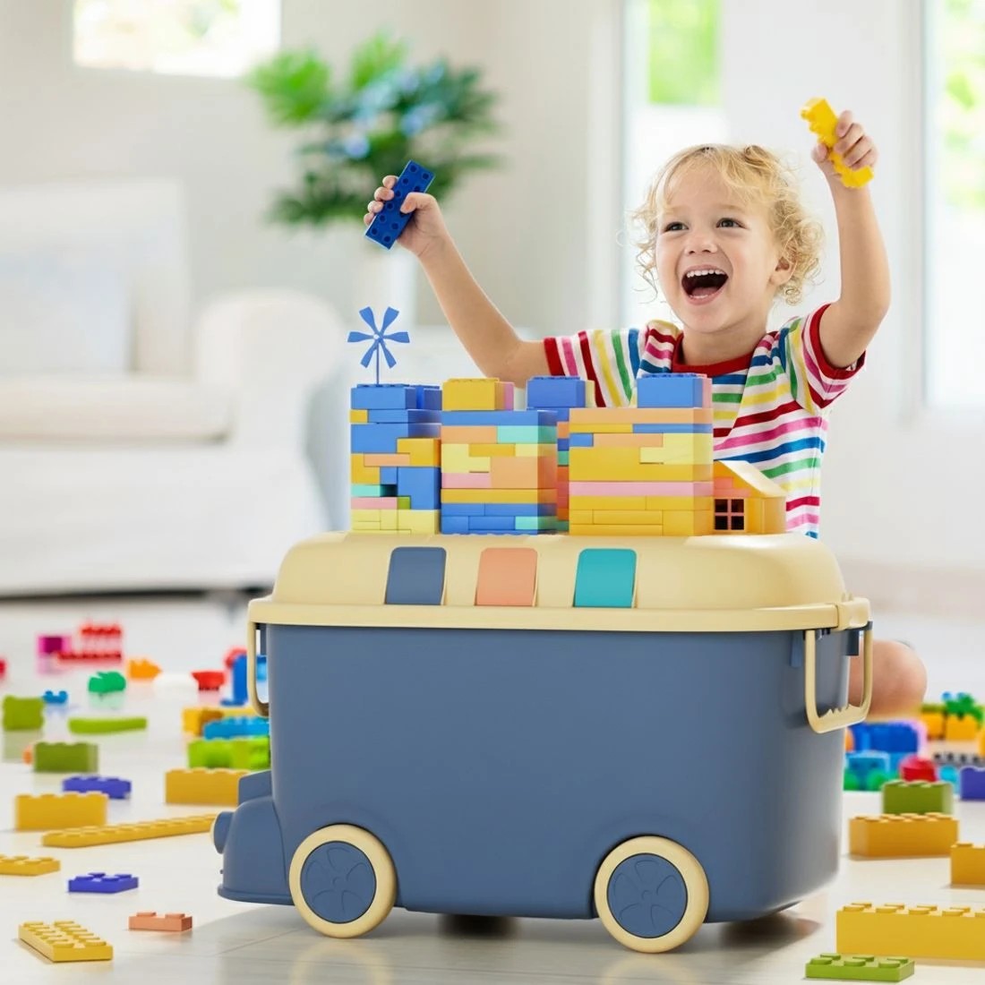 3 Keezi 3PCS Toy Storage Box Cute Car Toy Container Kids Toys Organiser Snack Boxes - Multi, 3 of 5