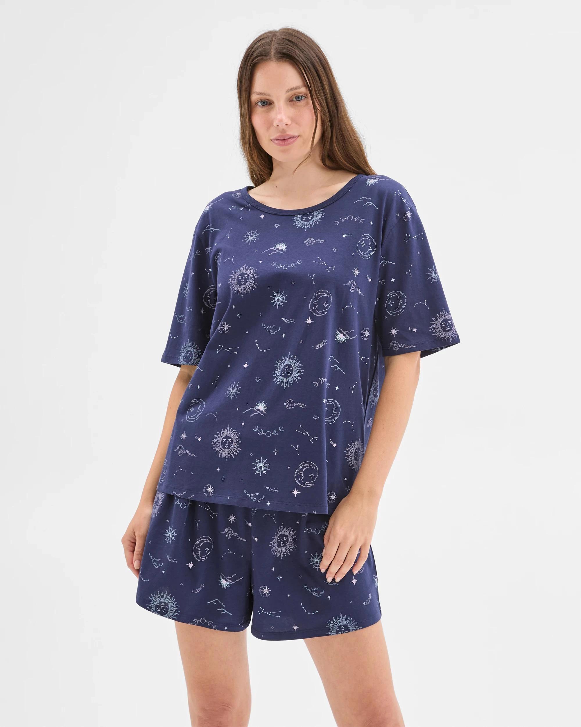 2 Target Australian Cotton T-Shirt and Shorts Pyjama Set CELESTIAL, 2 of 5