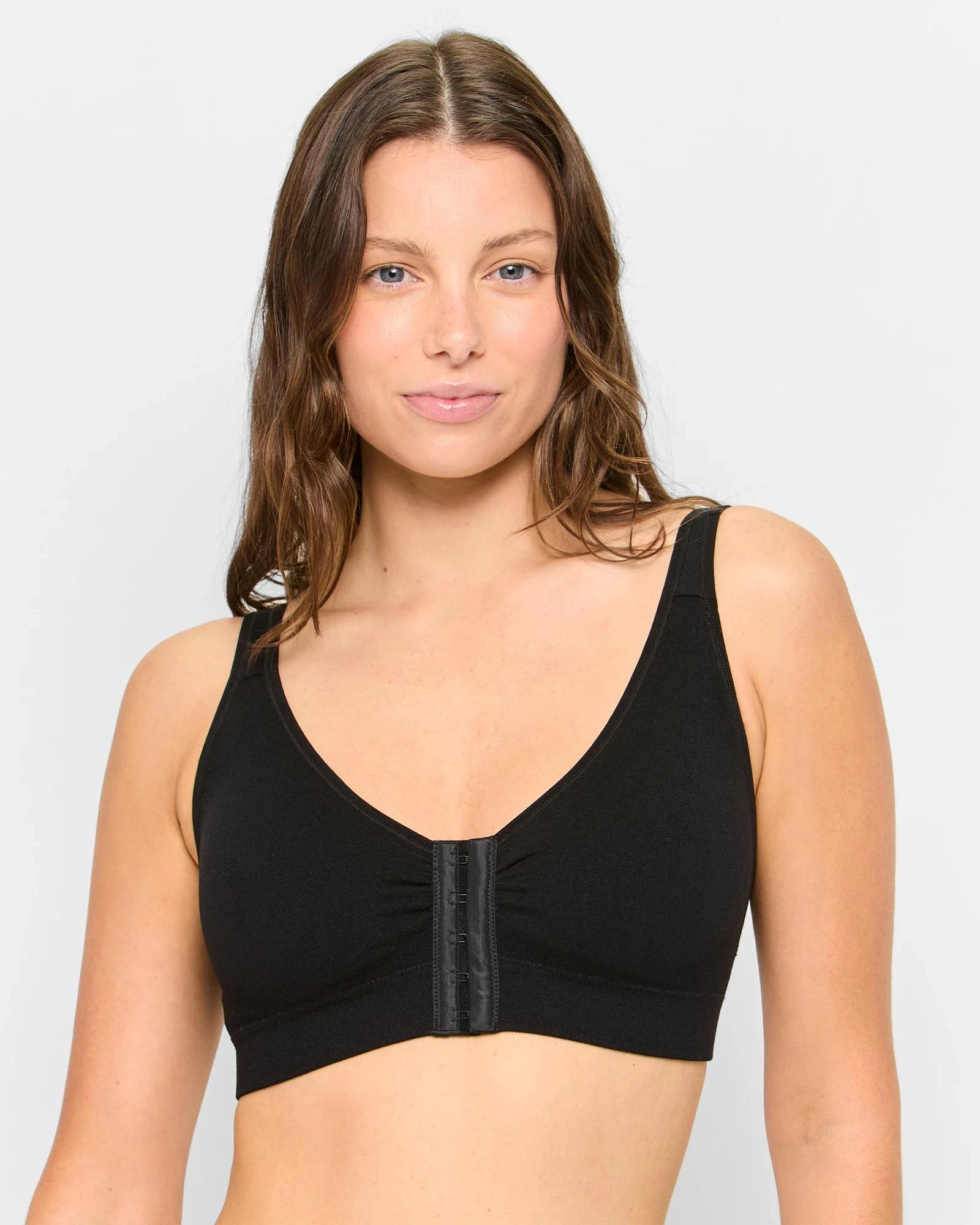 1 Target Woman Post Surgery Seamfree Wirefree Bra BLACK, 1 of 4