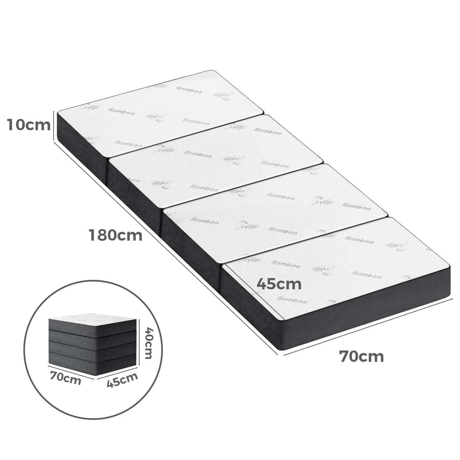 4 Starry Eucalypt Foldable Mattress Folding Foam Bamboo Camping 70X180CM - White, 4 of 4