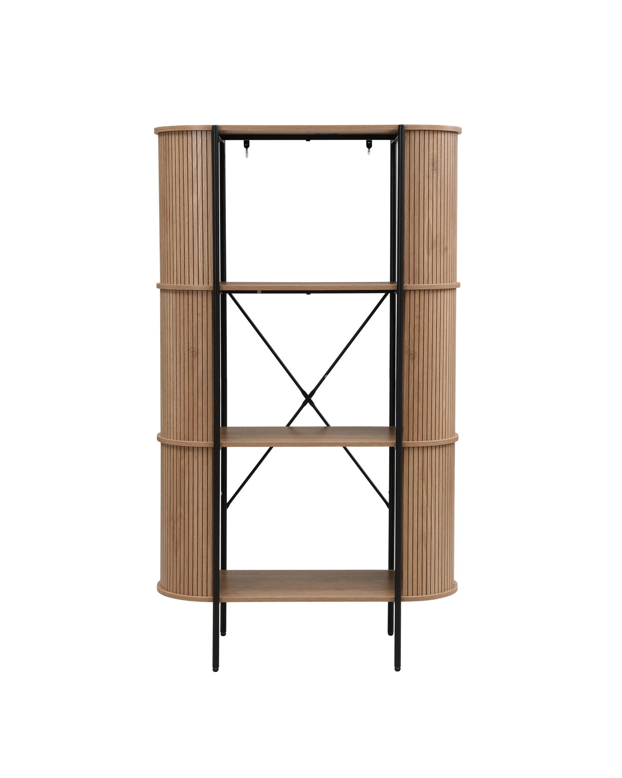 4 Kodu Bookcase Open Shelving 3 Tier Oak - Black, 4 of 10