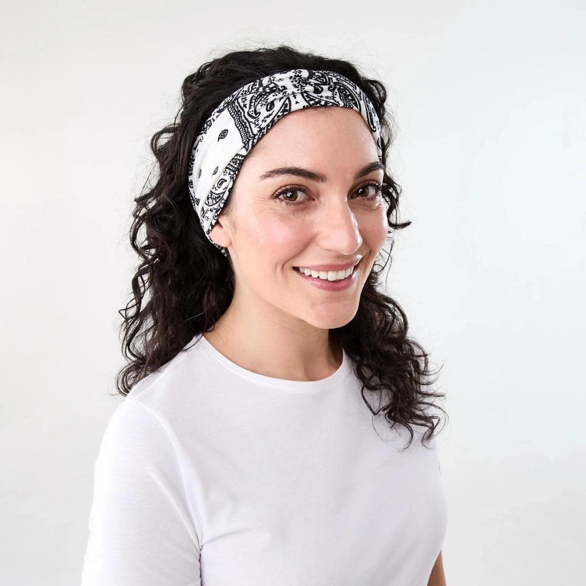 3 Stretch Bandana Headband WHITE, 3 of 4