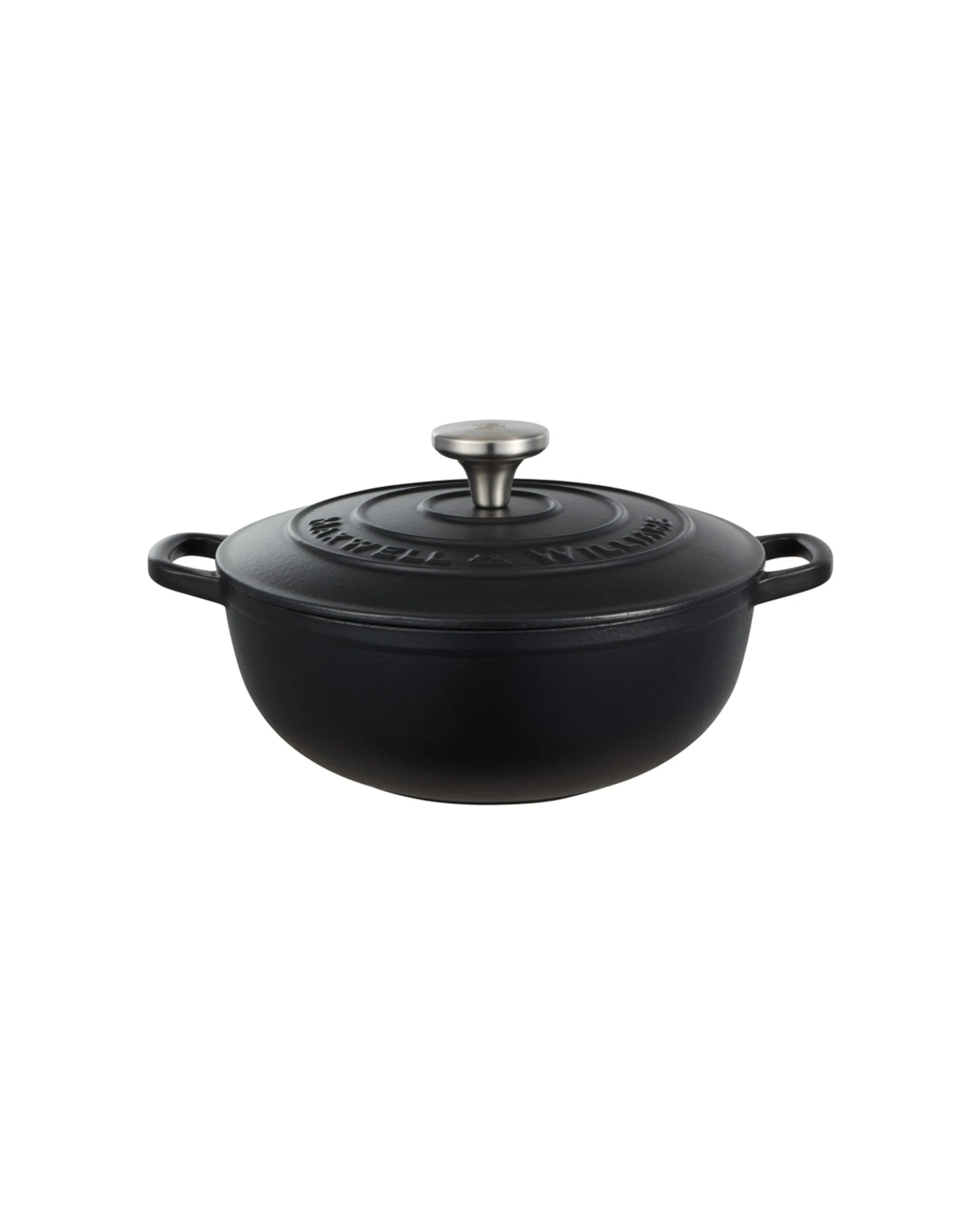 1 Maxwell & Williams Cast Iron Round Casserole Pan 24cm/3.3L Cookware - Black, 1 of 5