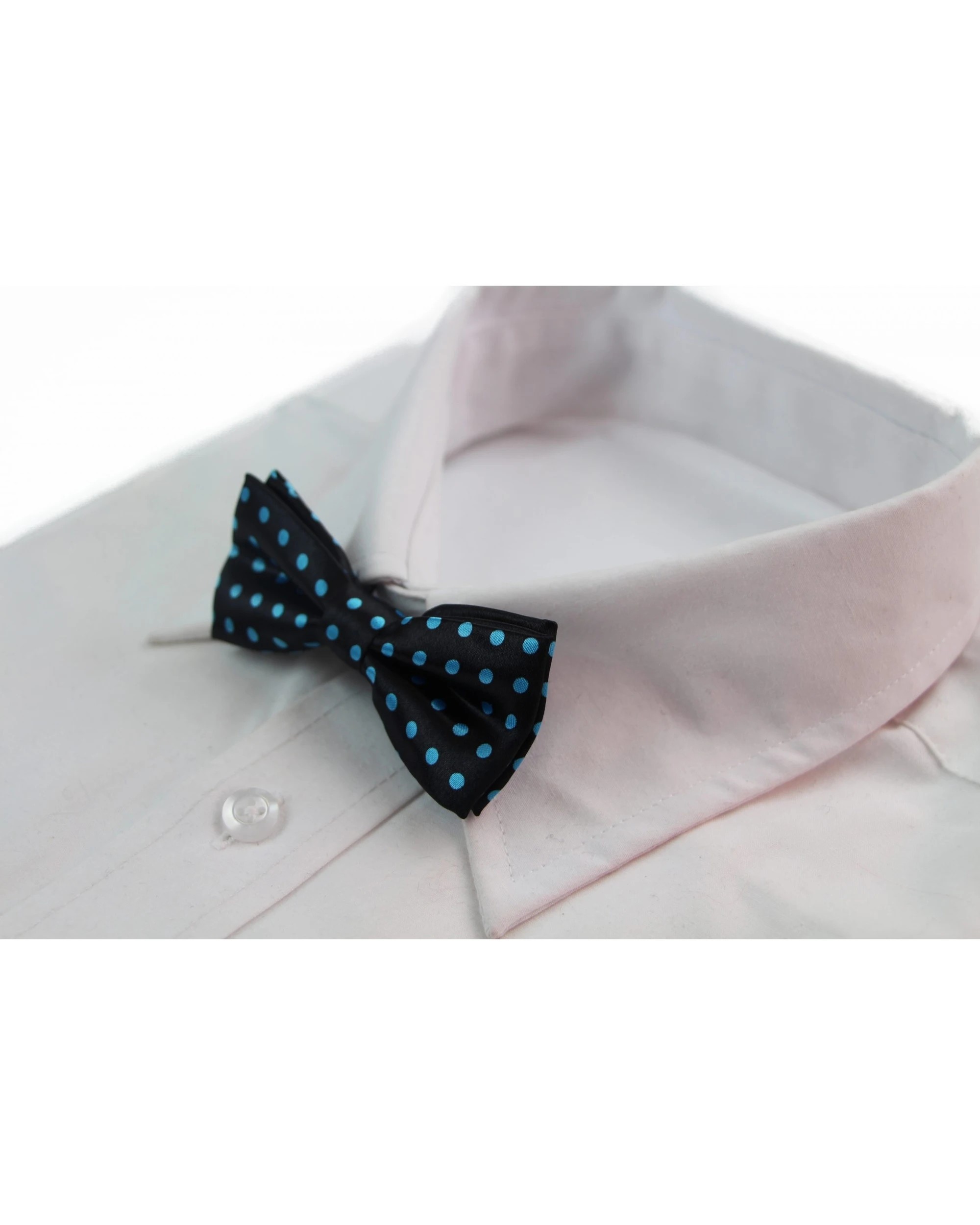 1 Zasel Boys Black With Sky Blue Small Polka Dot Patterned Bow Tie - Multi, 1 of 4
